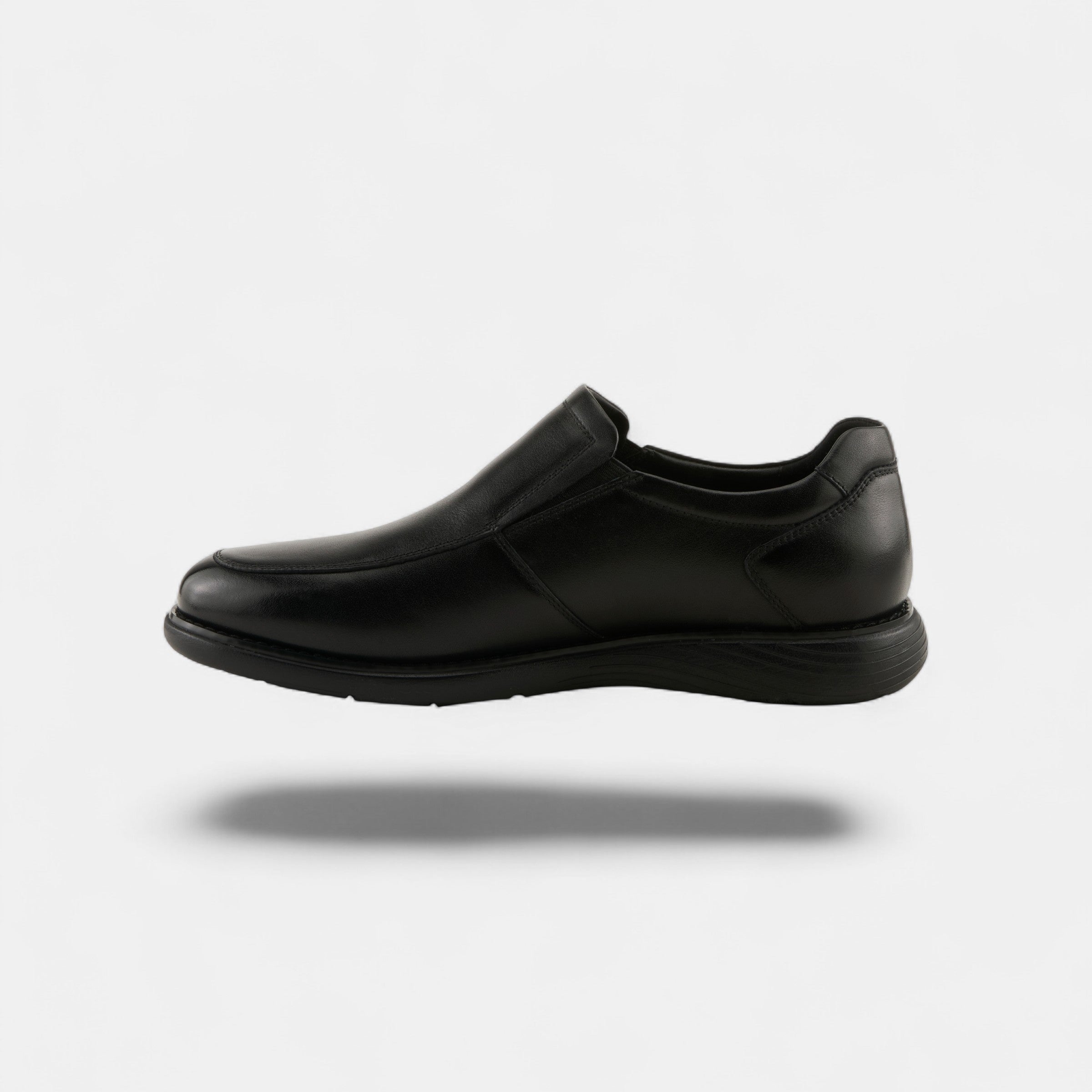 SPRING STEP MEN ABSHER BLACK LEATHER SLIP-ON