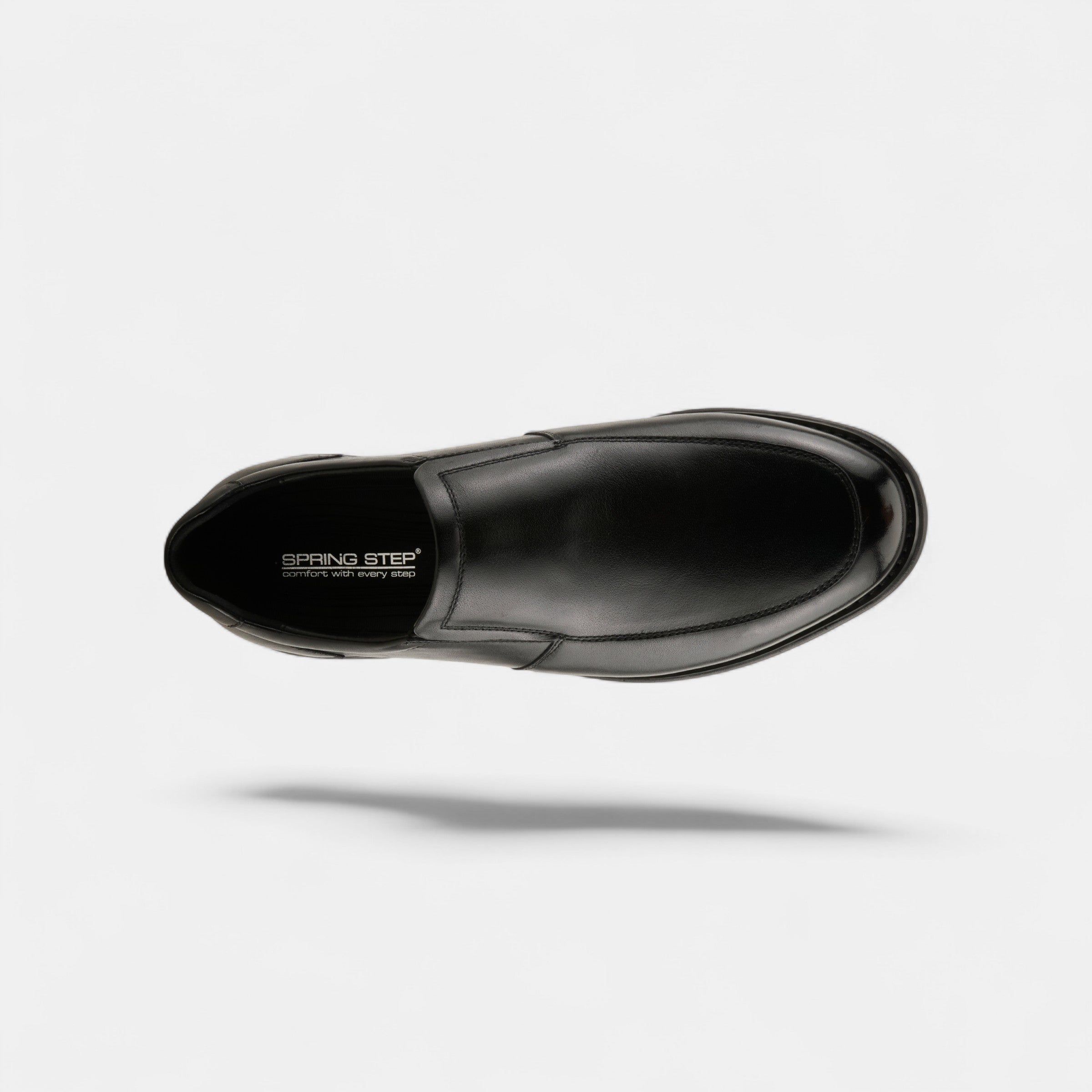 SPRING STEP MEN ABSHER BLACK LEATHER SLIP-ON