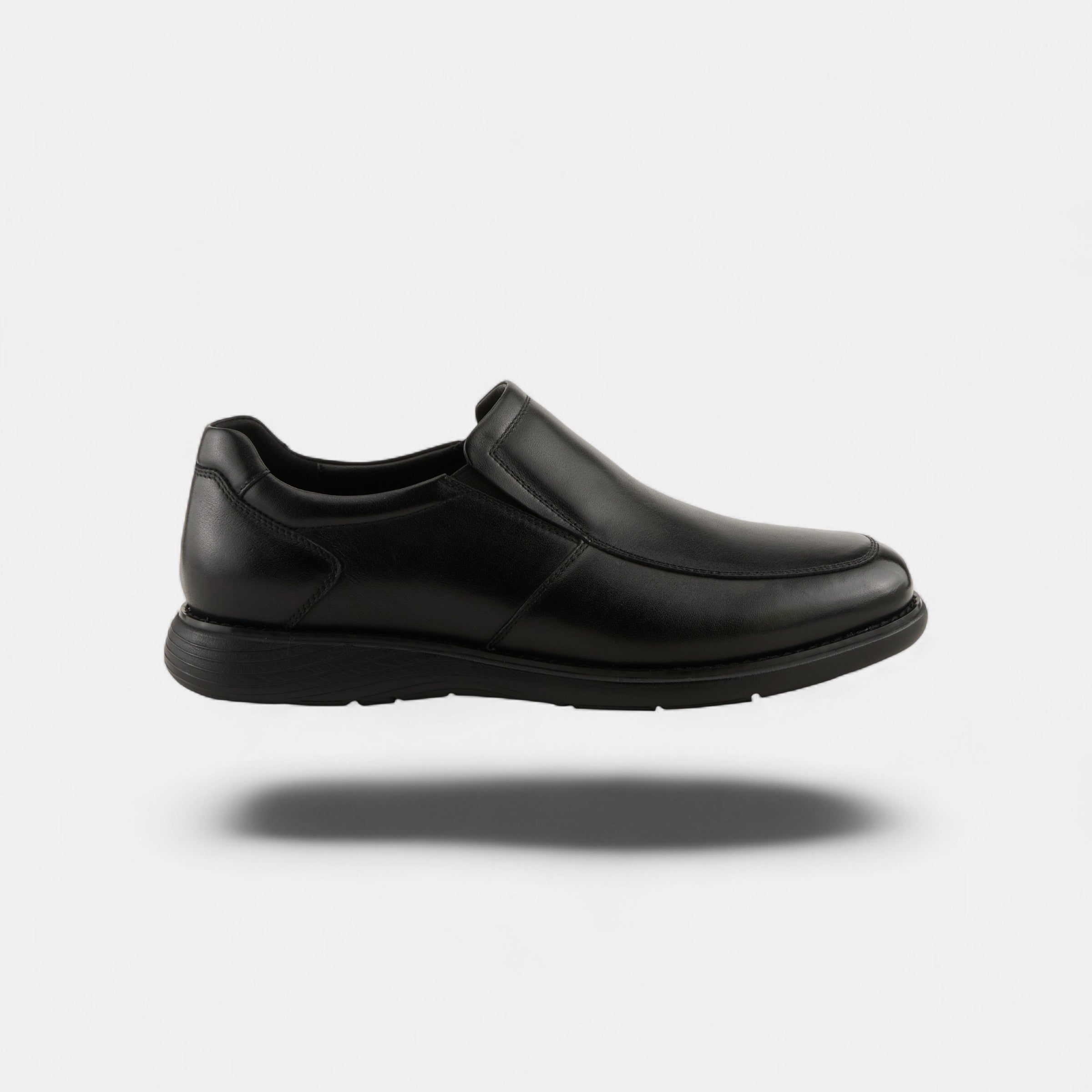 SPRING STEP MEN ABSHER BLACK LEATHER SLIP-ON