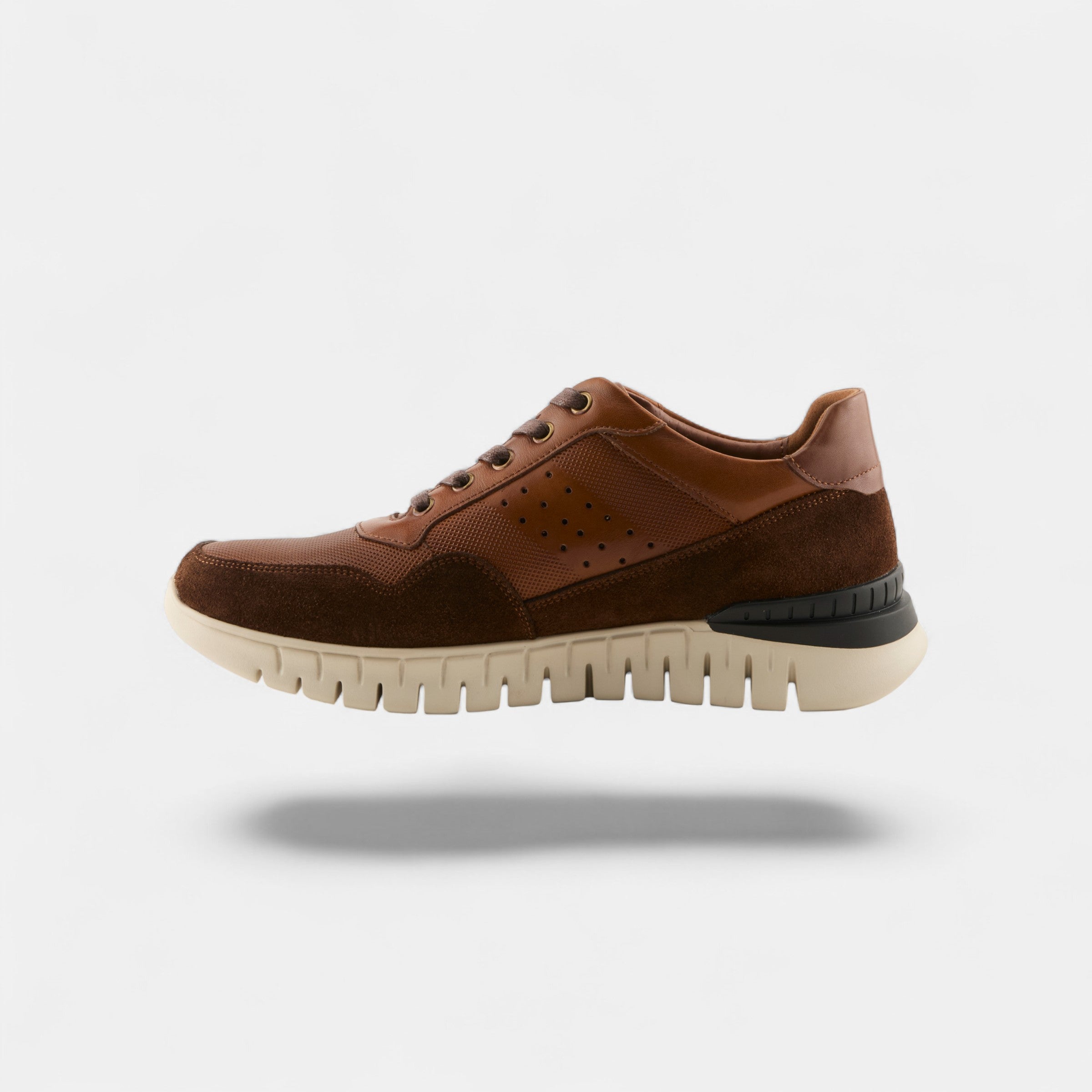SPRING STEP MEN ALTON COGNAC LEATHER & SUEDE SNEAKER