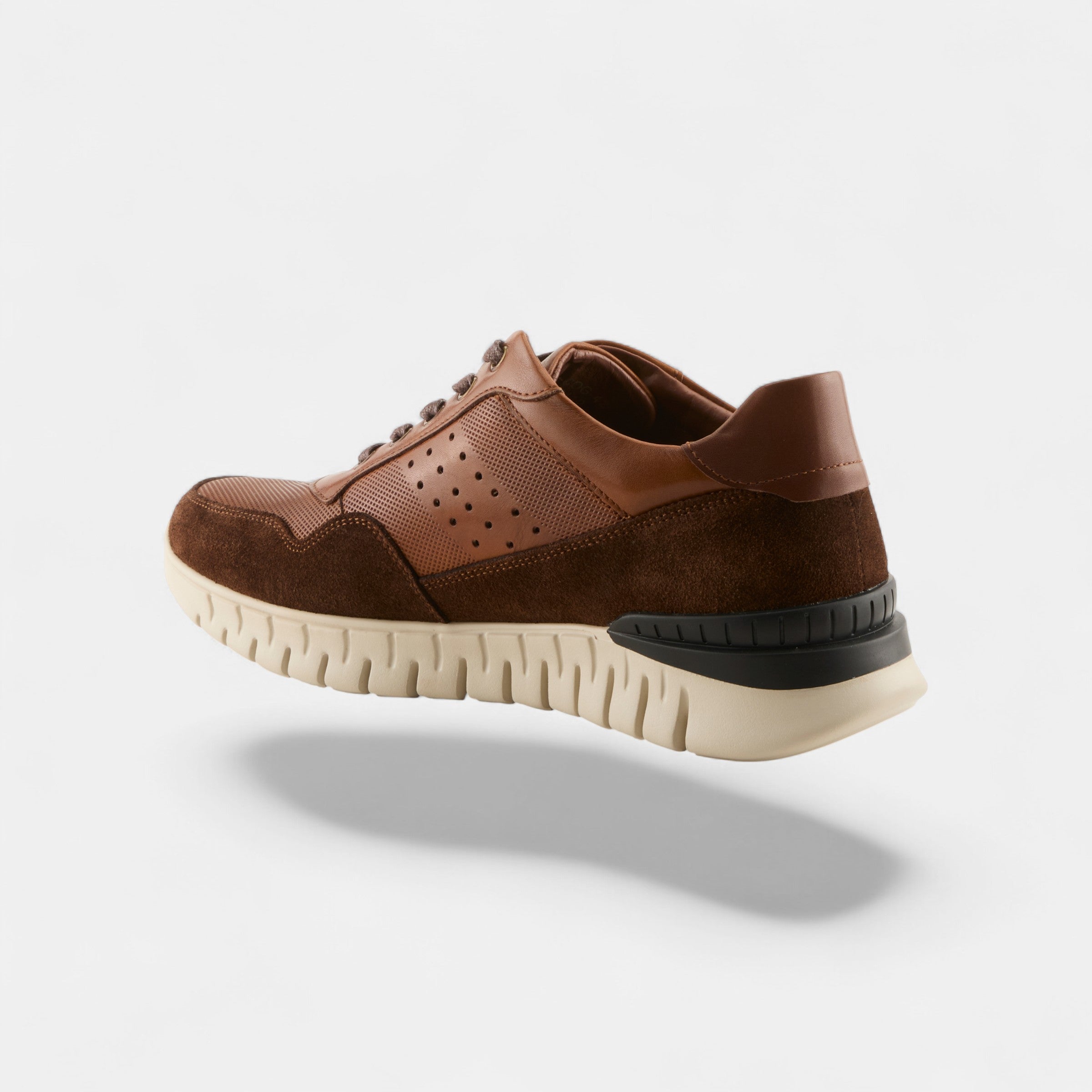 SPRING STEP MEN ALTON COGNAC LEATHER & SUEDE SNEAKER