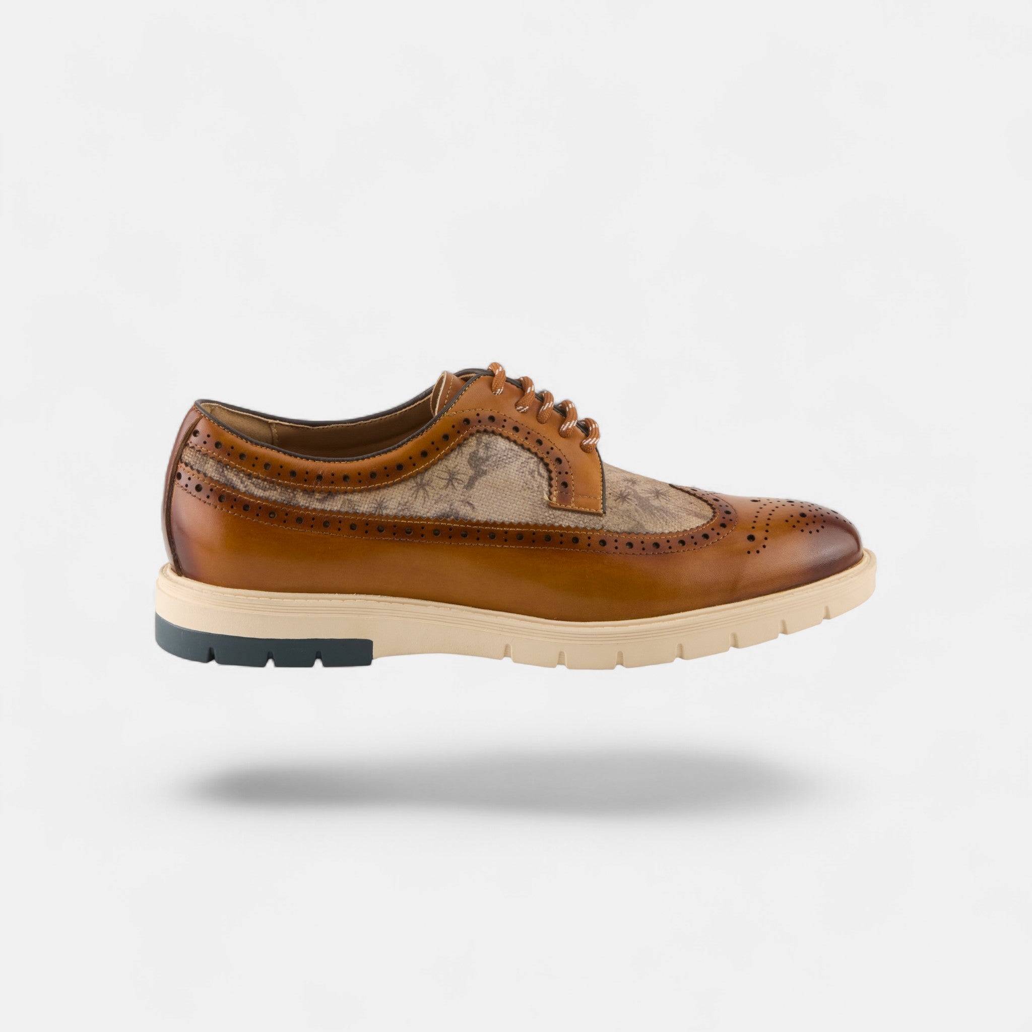 L'ARTISTE MEN ASHER CAMEL MULTI WINGTIP OXFORD