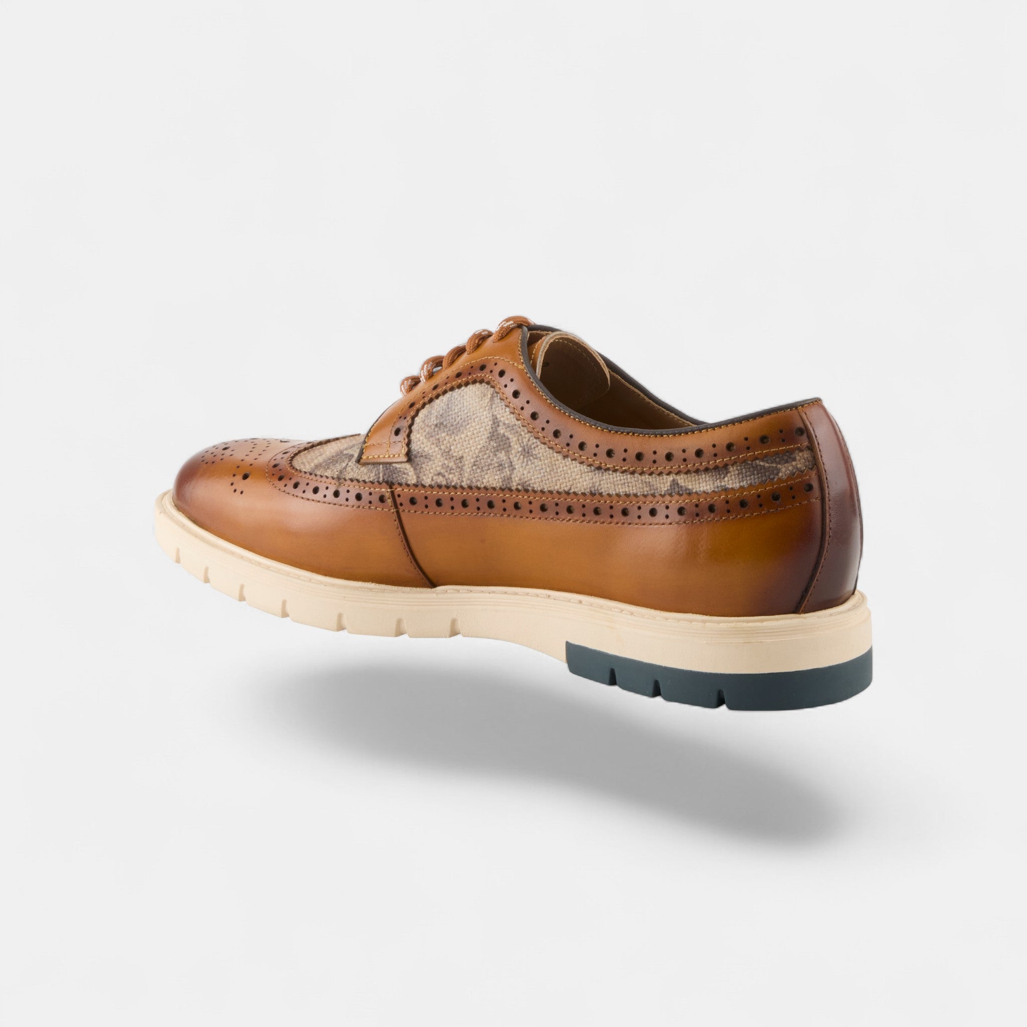 L'ARTISTE MEN ASHER CAMEL MULTI WINGTIP OXFORD