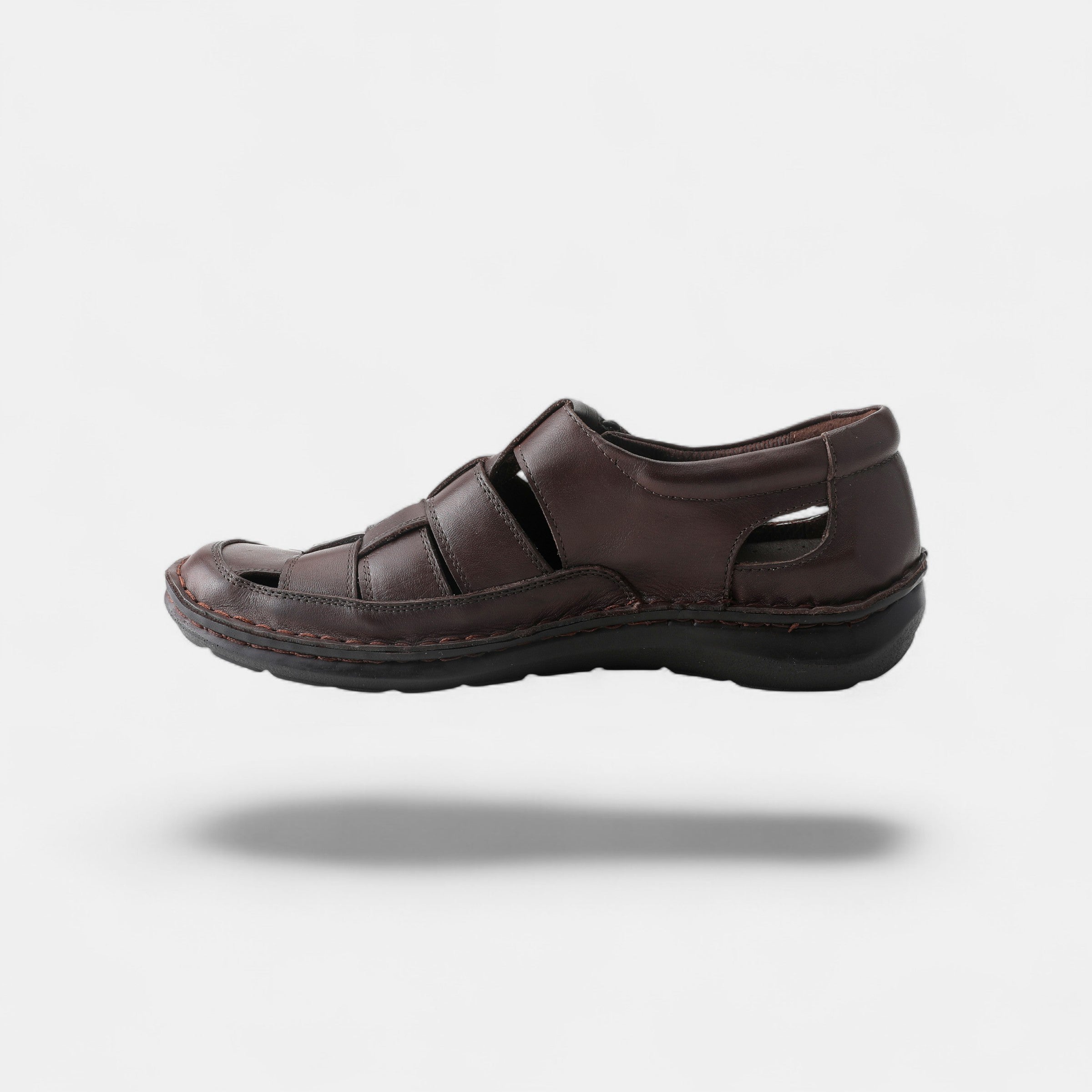 SPRING STEP MEN ASPENO DARK BROWN LEATHER CLOSED-BACK SANDAL