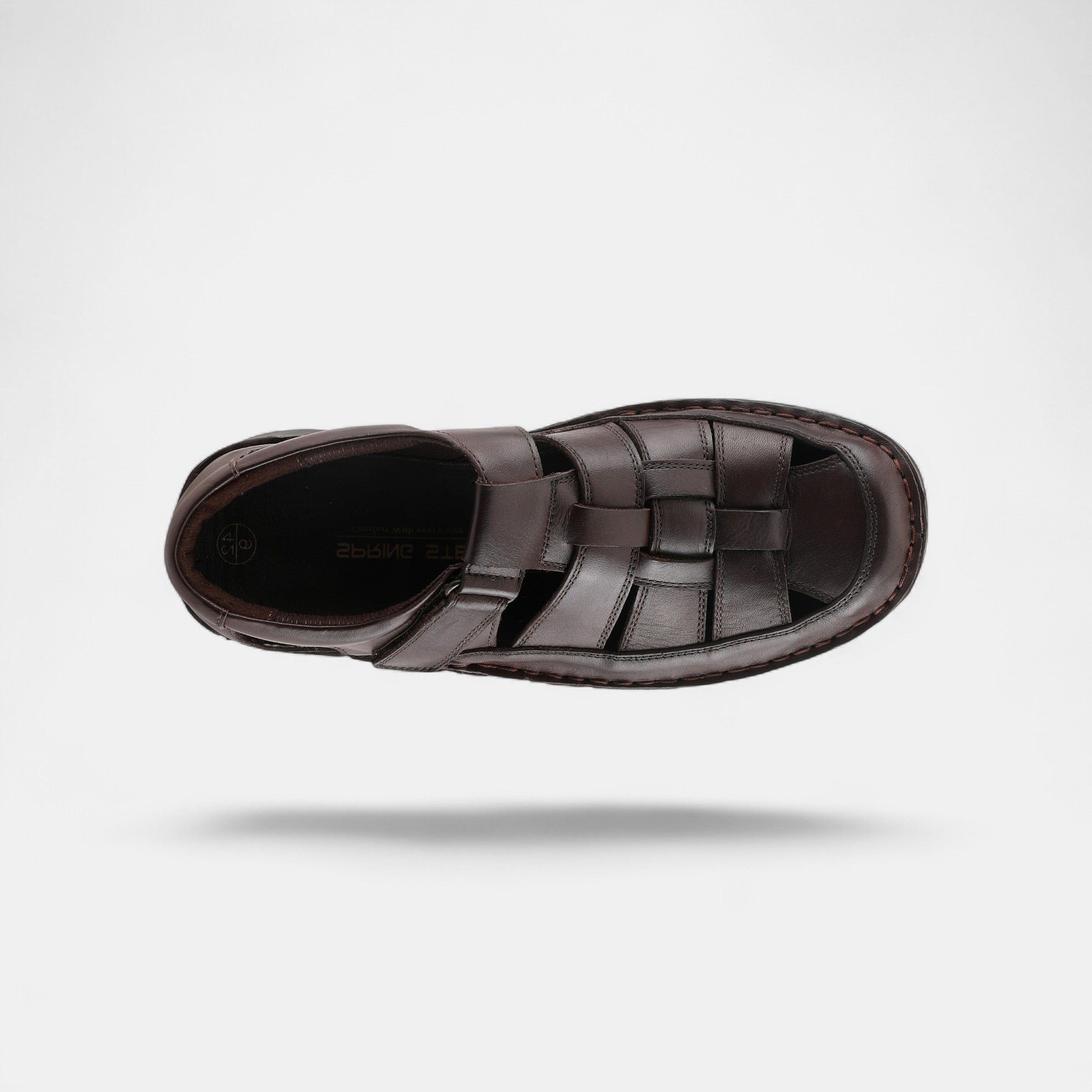 SPRING STEP MEN ASPENO DARK BROWN LEATHER CLOSED-BACK SANDAL