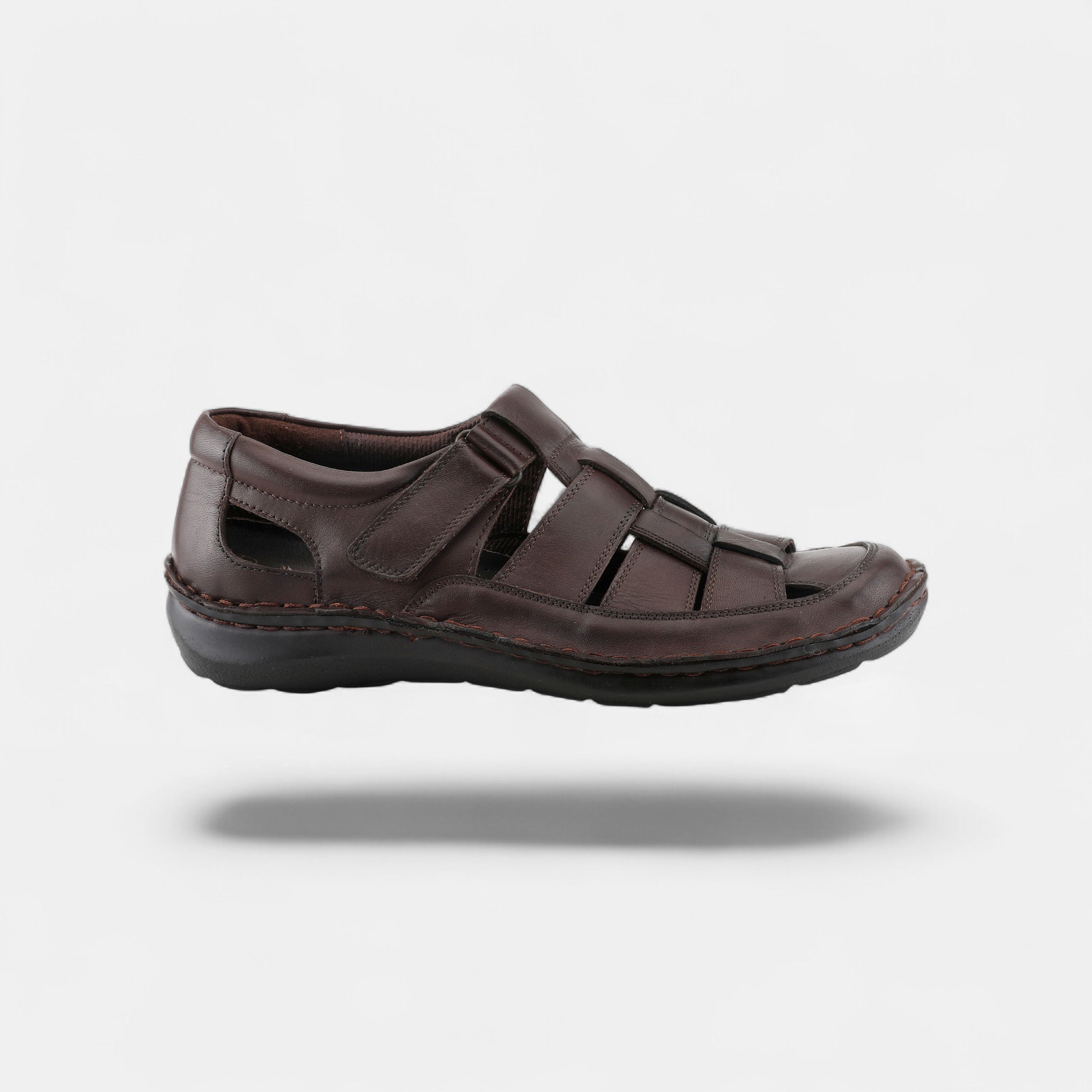 SPRING STEP MEN ASPENO DARK BROWN LEATHER CLOSED-BACK SANDAL