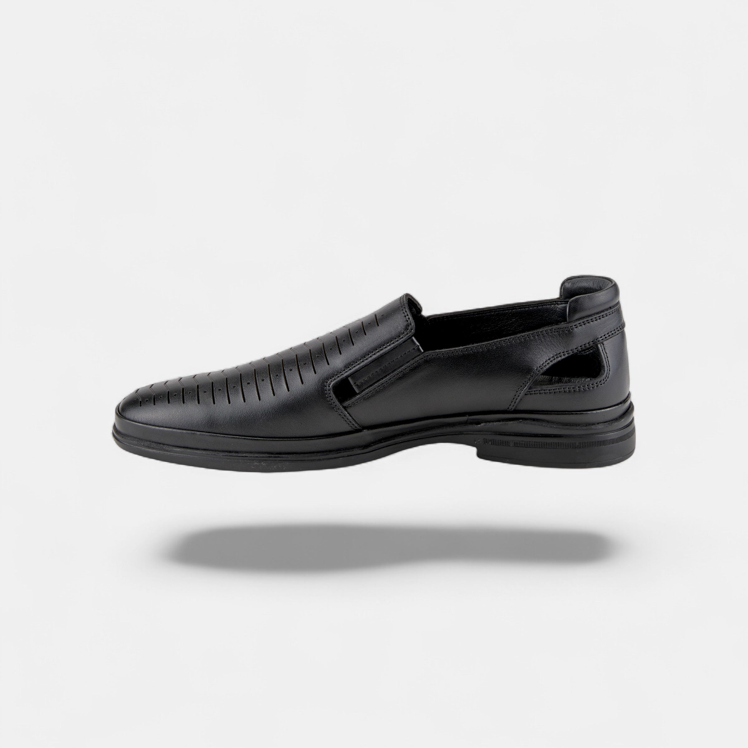 Spring Step Men Bane Breathable Black Leather Slip-On