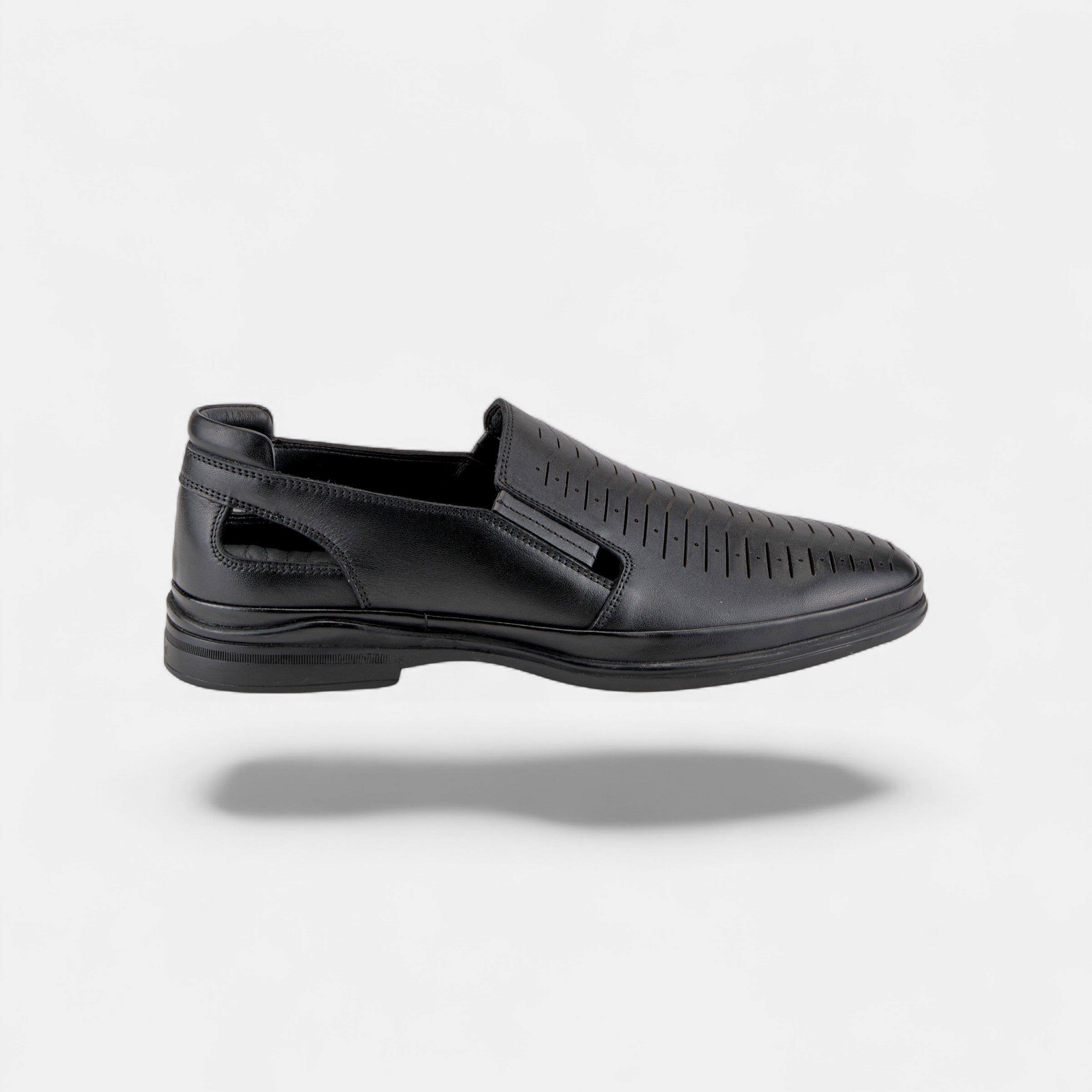 SPRING STEP MEN BANE BREATHABLE BLACK LEATHER SLIP-ON
