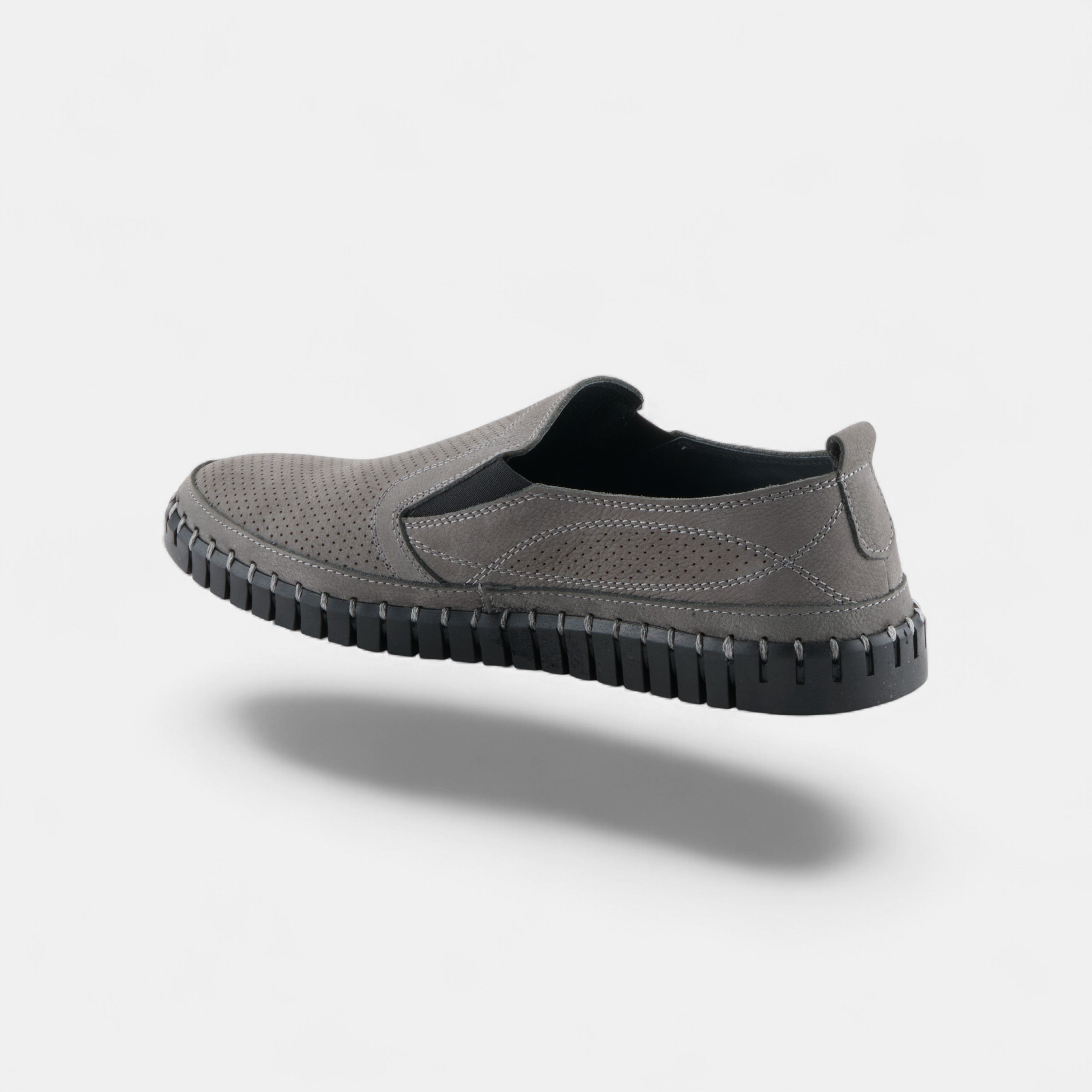 SPRING STEP MEN MATEO GREY NUBUCK LEATHER LOAFER