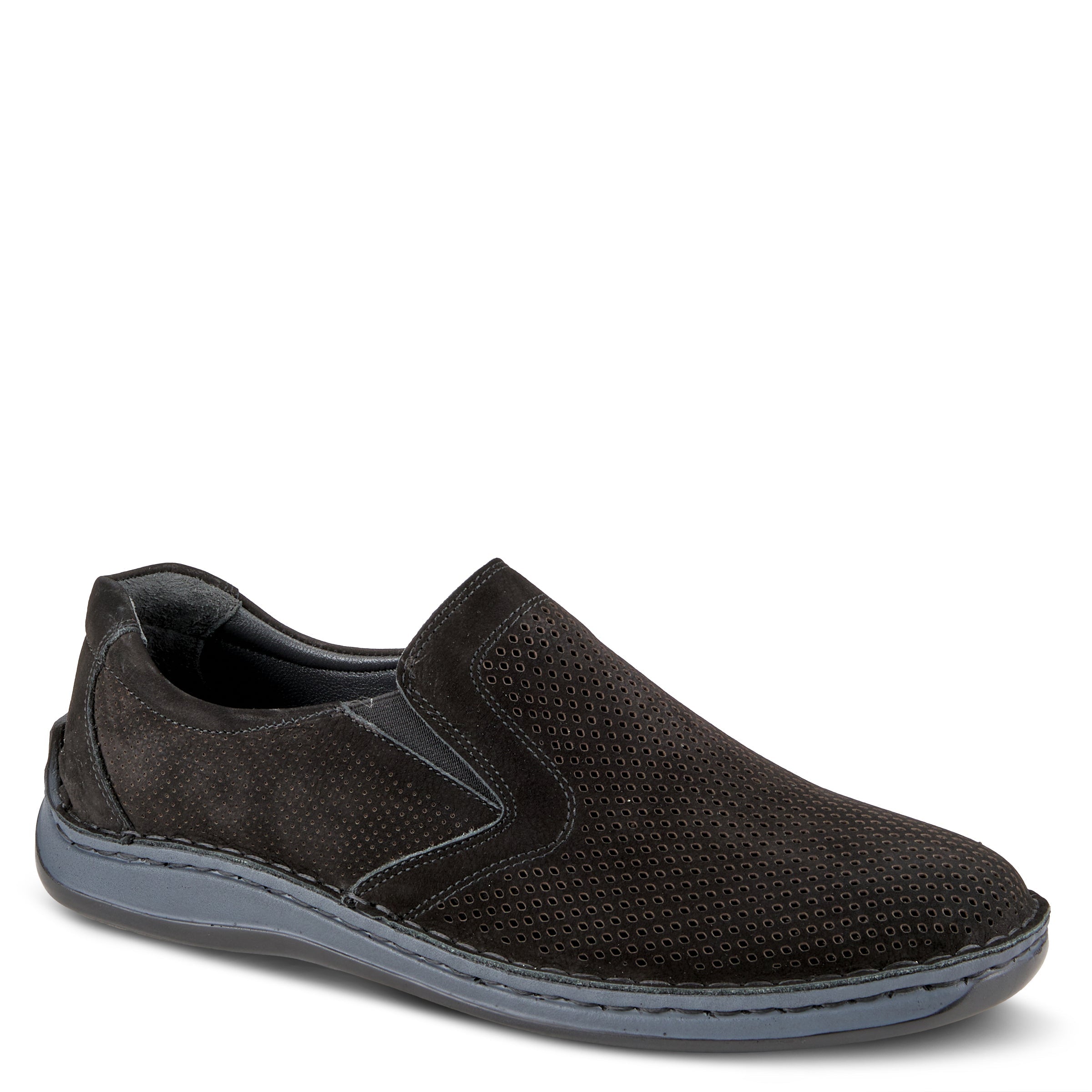 Surano men's slip-on casual shoes in Black Nubuck