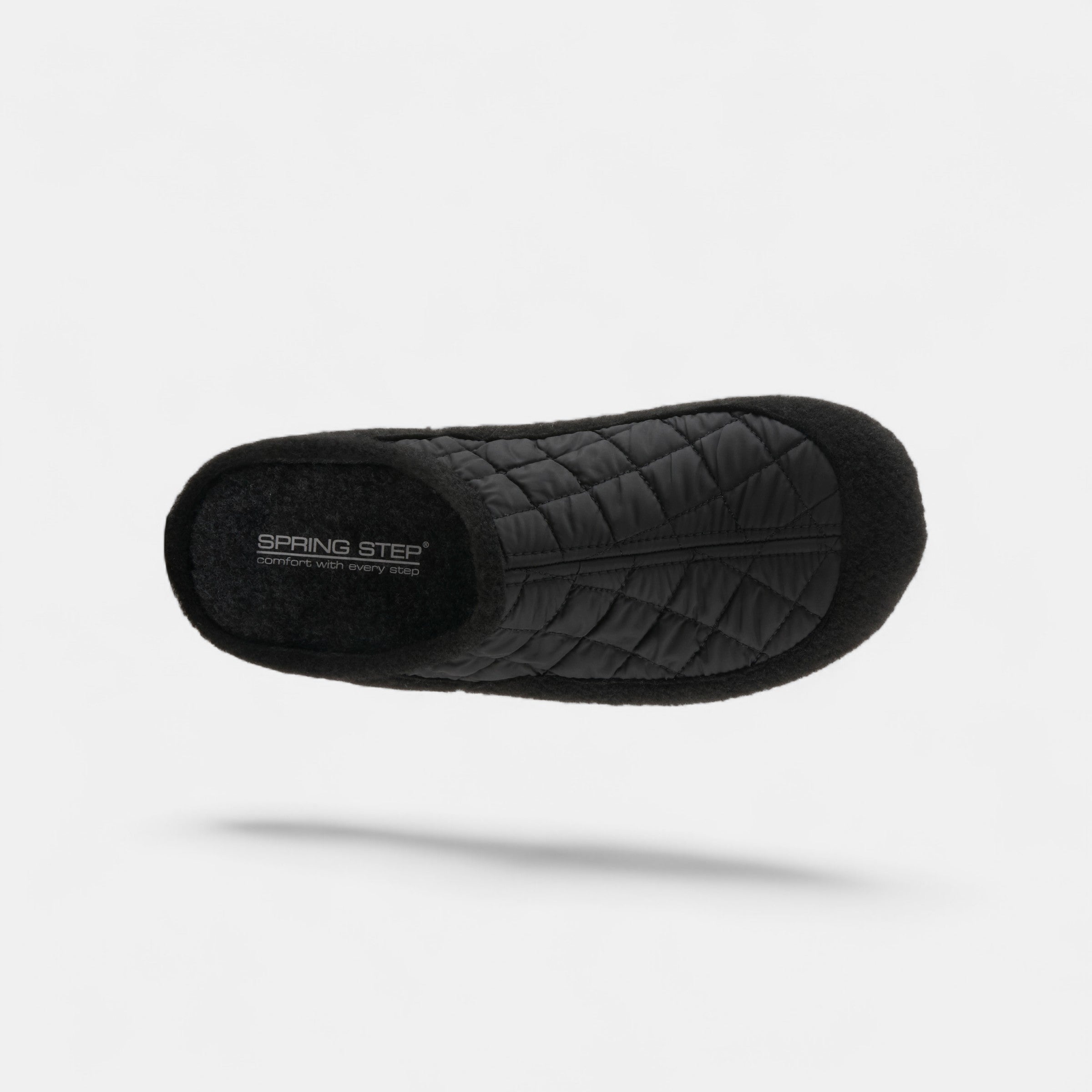 Spring Step Men Twiled Black Quilted Nylon Slip-On Slipper