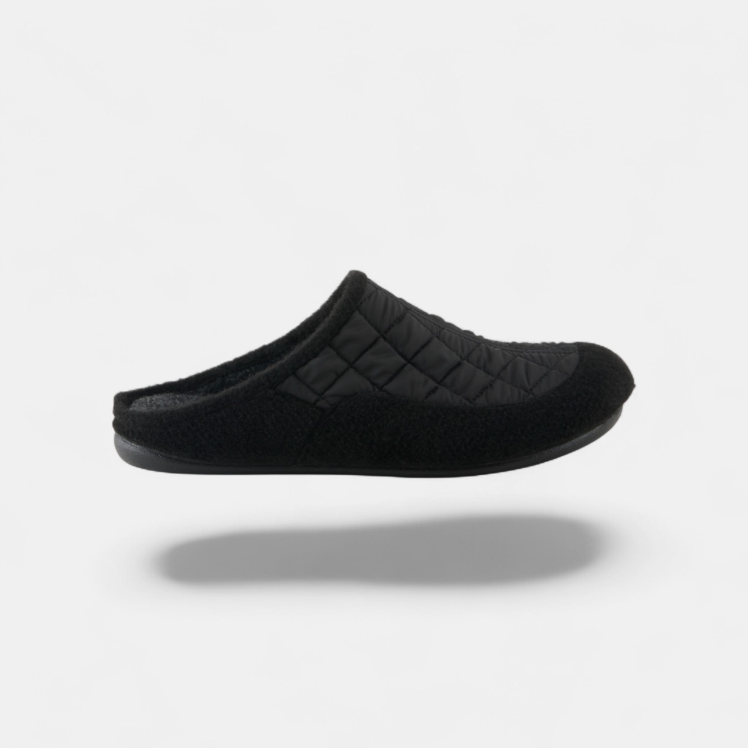 SPRING STEP MEN TWILED BLACK QUILTED NYLON SLIP-ON SLIPPER