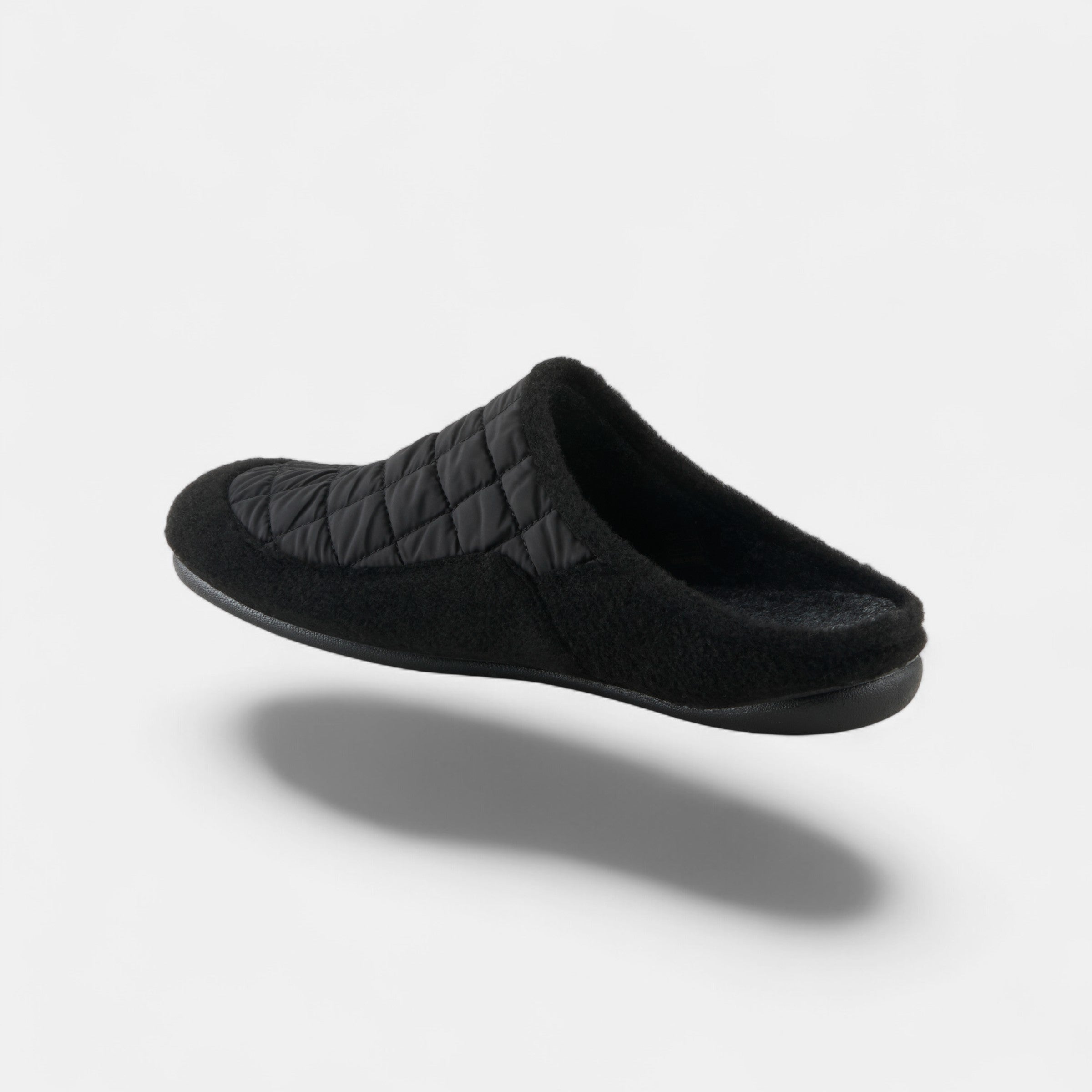 Spring Step Men Twiled Black Quilted Nylon Slip-On Slipper