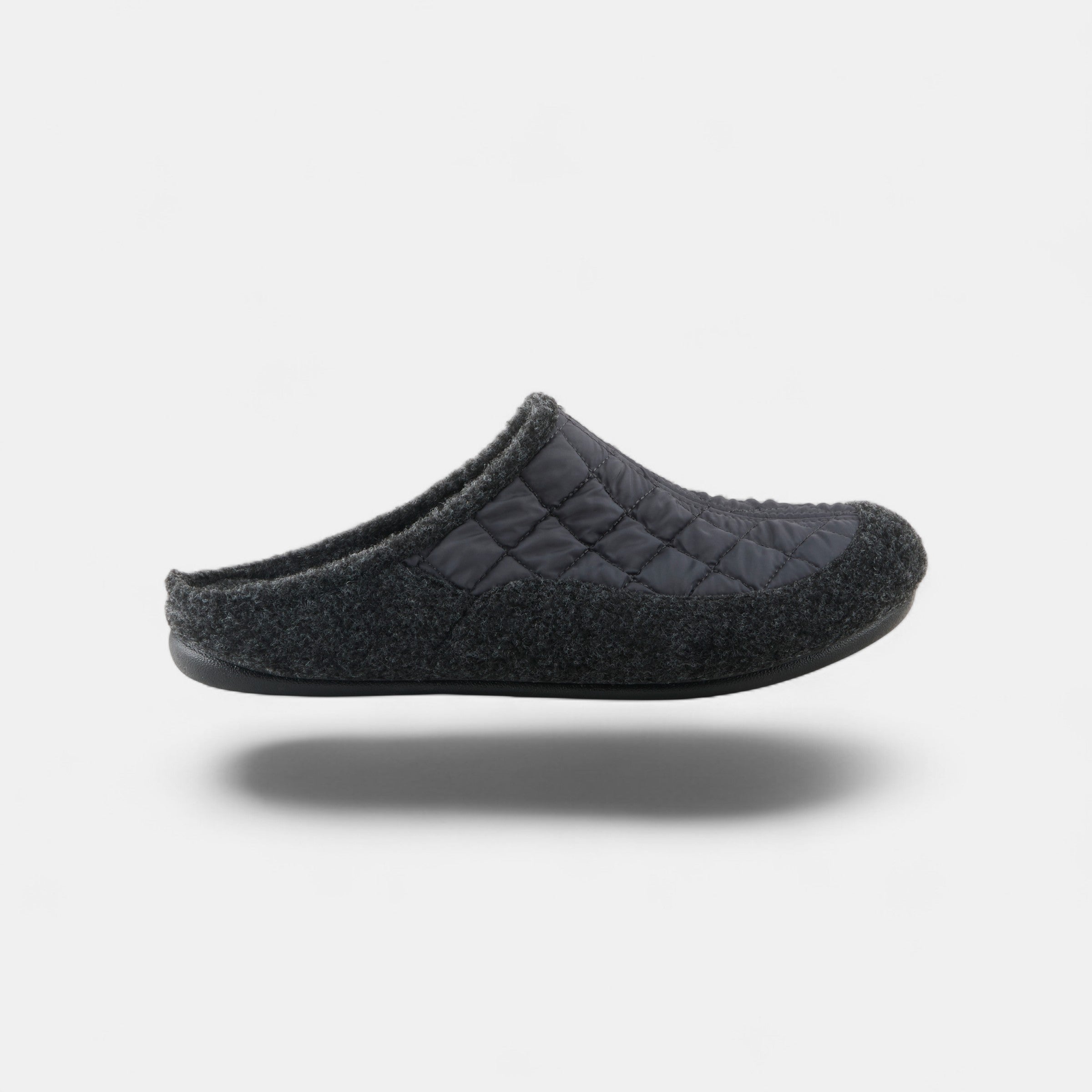 SPRING STEP MEN TWILED GREY QUILTED NYLON SLIP-ON SLIPPER