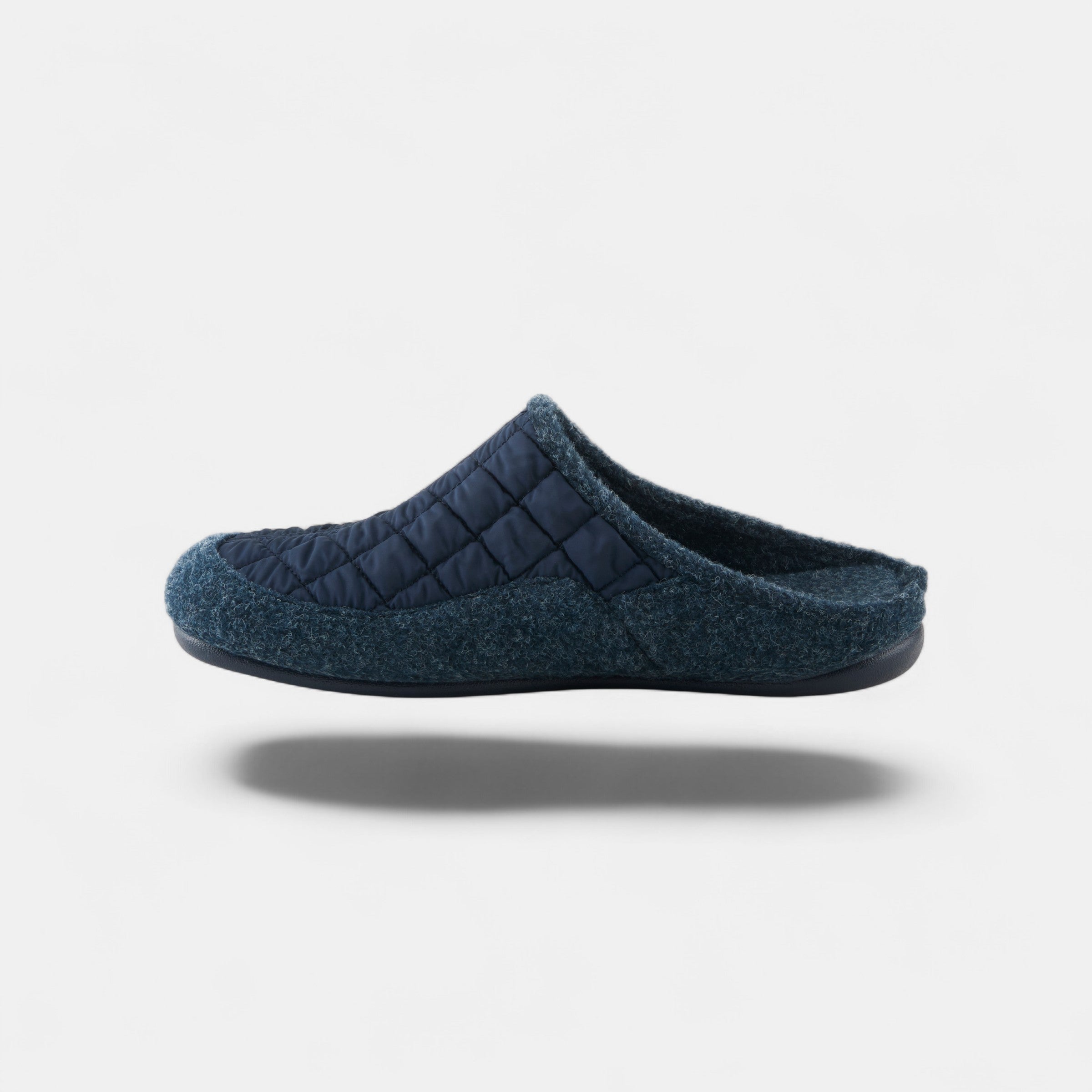 Spring Step Men Twiled Navy Quilted Nylon Slip-On Slipper
