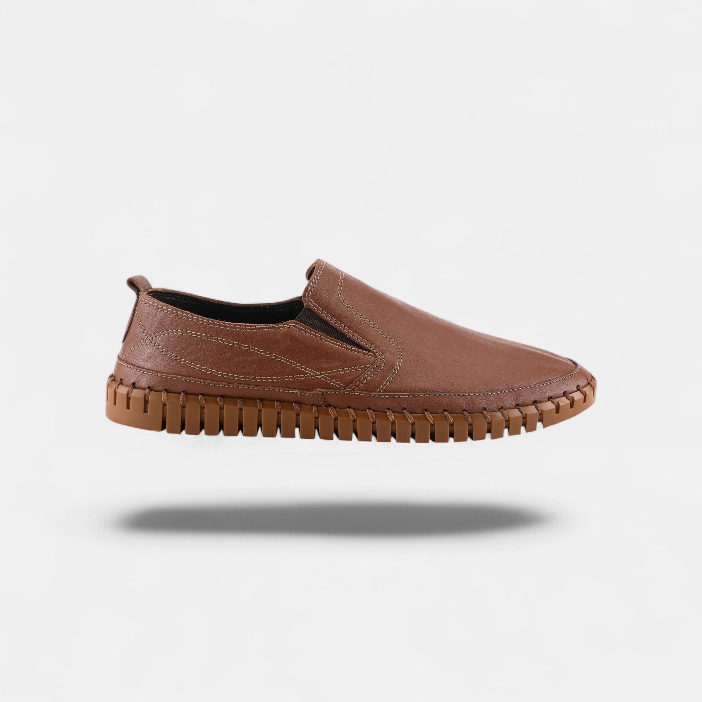 SPRING STEP MEN WHIP BROWN LEATHER SLIP-ON LOAFER