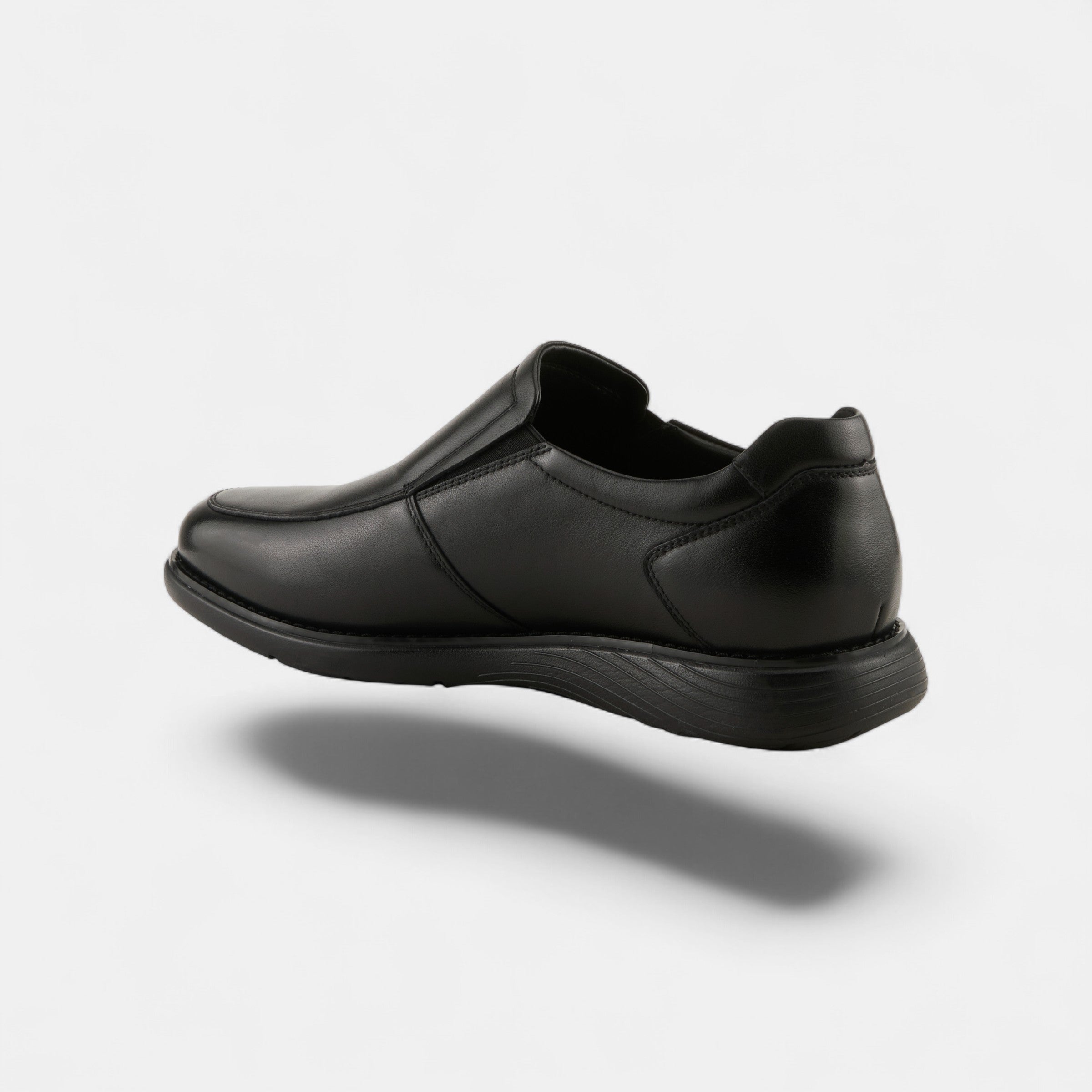 SPRING STEP MEN ABSHER BLACK LEATHER SLIP-ON