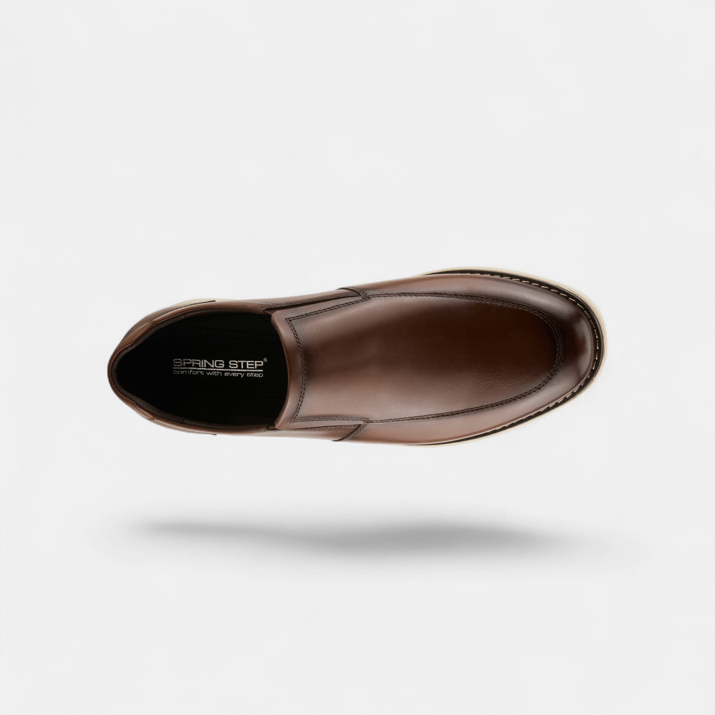 SPRING STEP MEN ABSHER BROWN LEATHER SLIP-ON