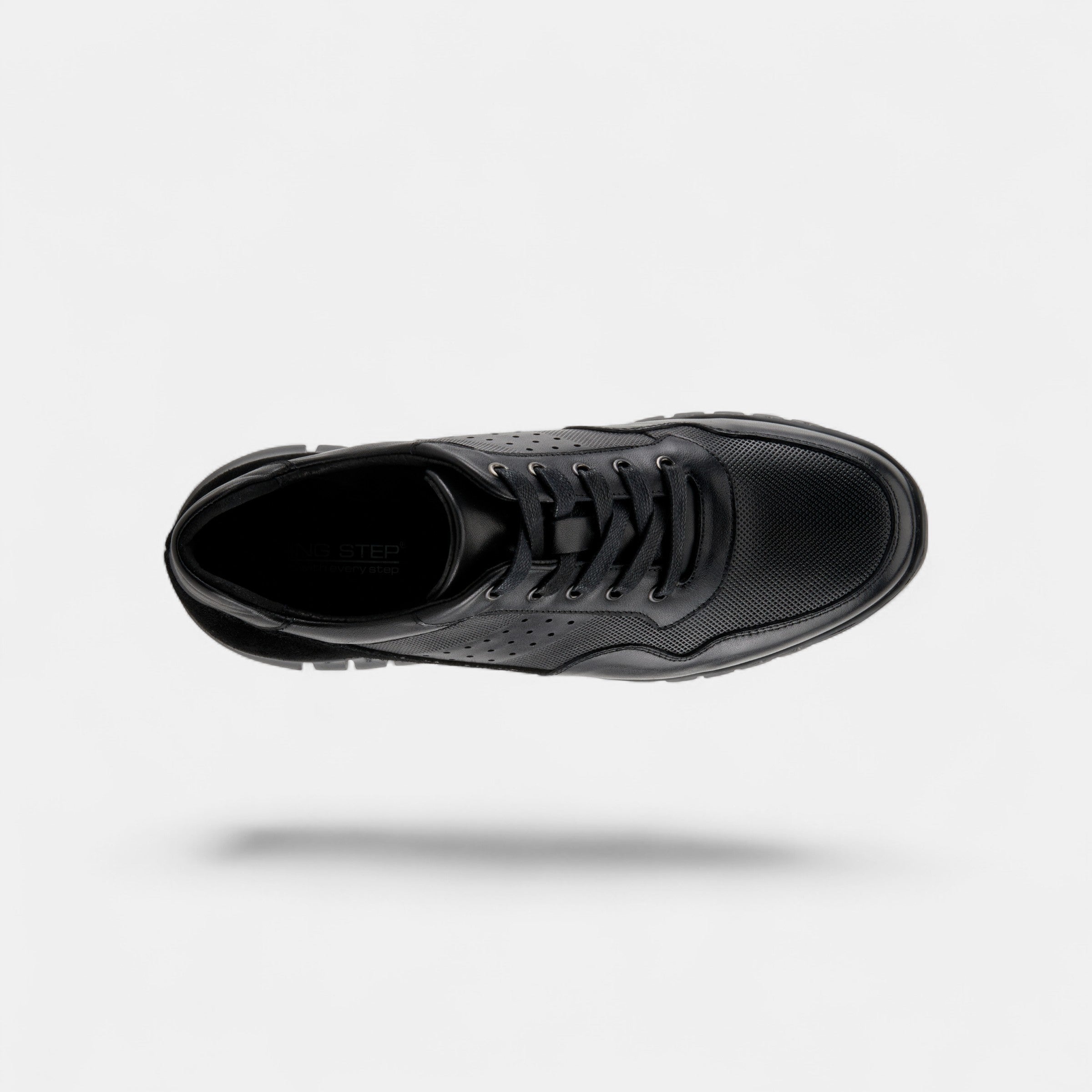 SPRING STEP MEN ALTON BLACK LEATHER & SUEDE SNEAKER
