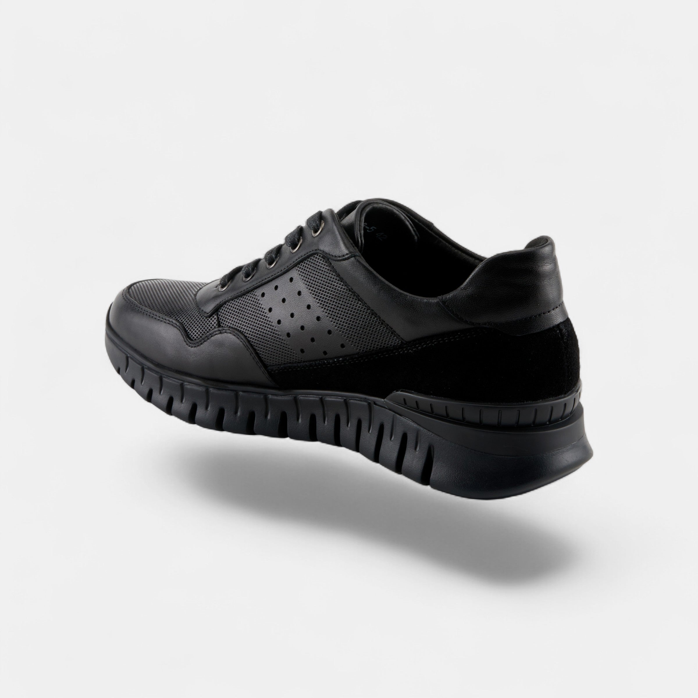 SPRING STEP MEN ALTON BLACK LEATHER & SUEDE SNEAKER