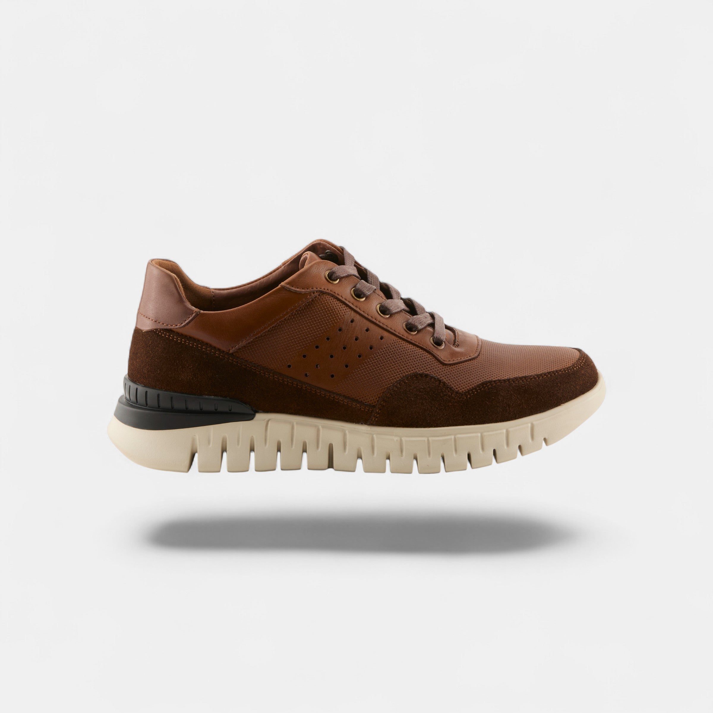 SPRING STEP MEN ALTON COGNAC LEATHER & SUEDE SNEAKER