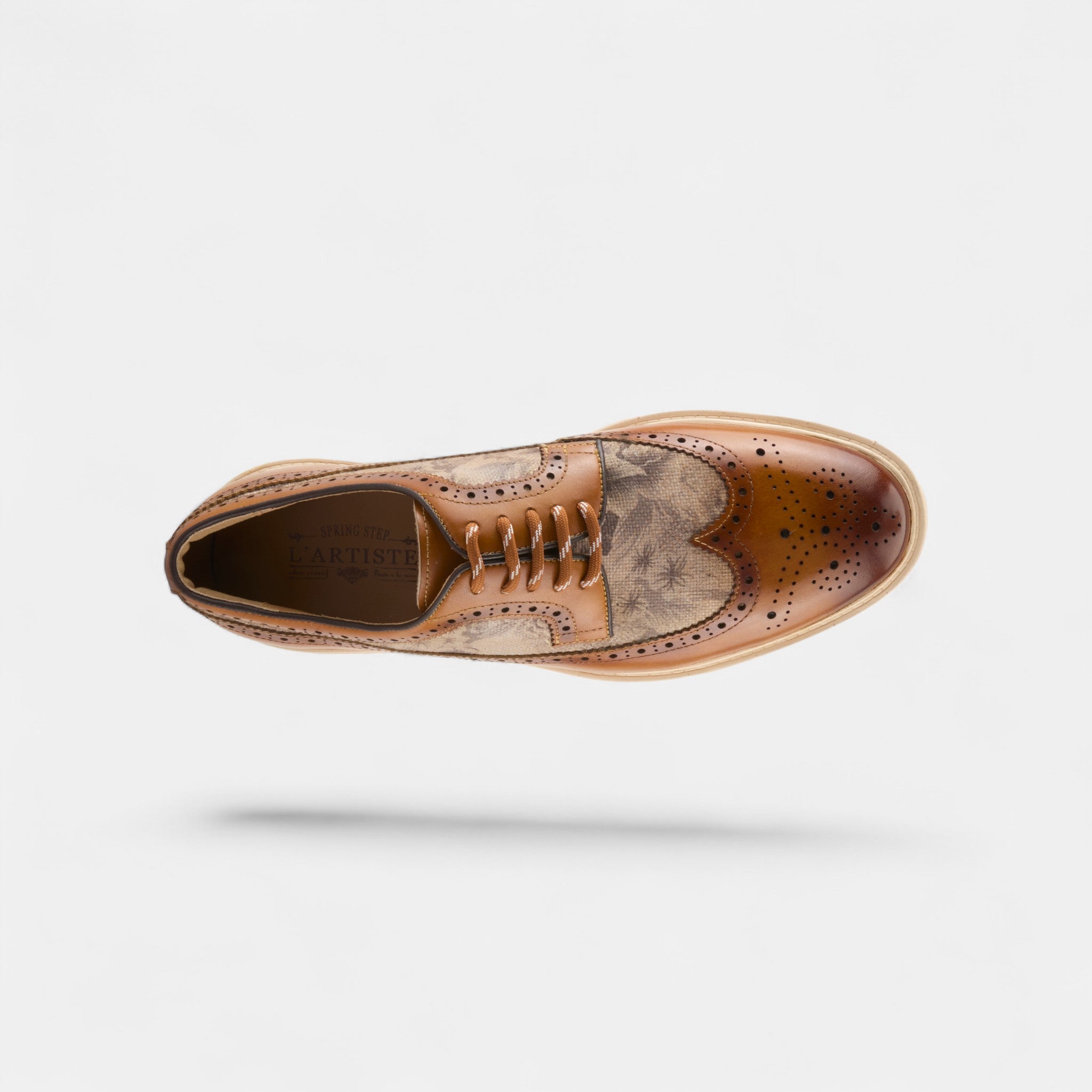 L'ARTISTE MEN ASHER CAMEL MULTI WINGTIP OXFORD