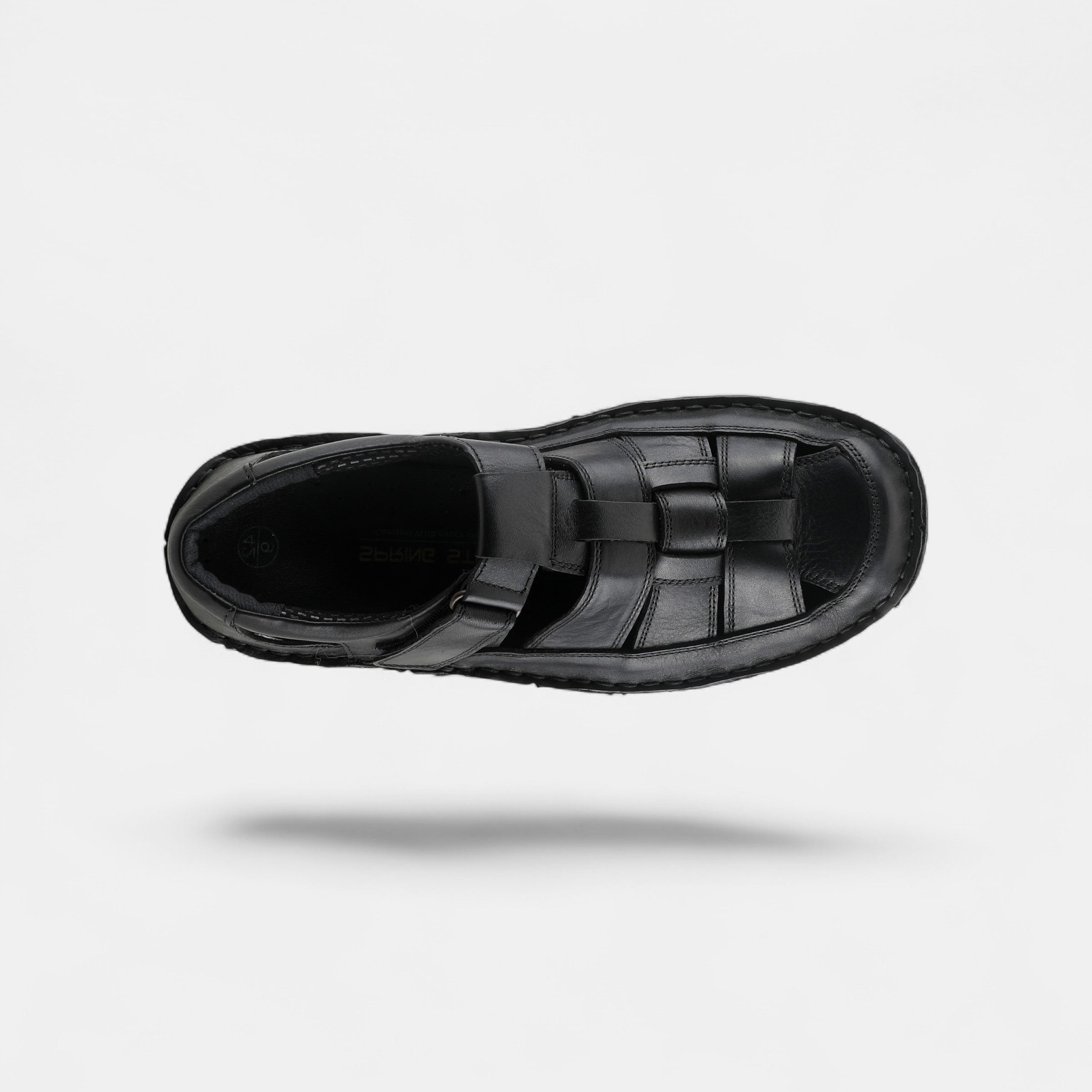 SPRING STEP MEN ASPENO BLACK LEATHER CLOSED-BACK SANDAL