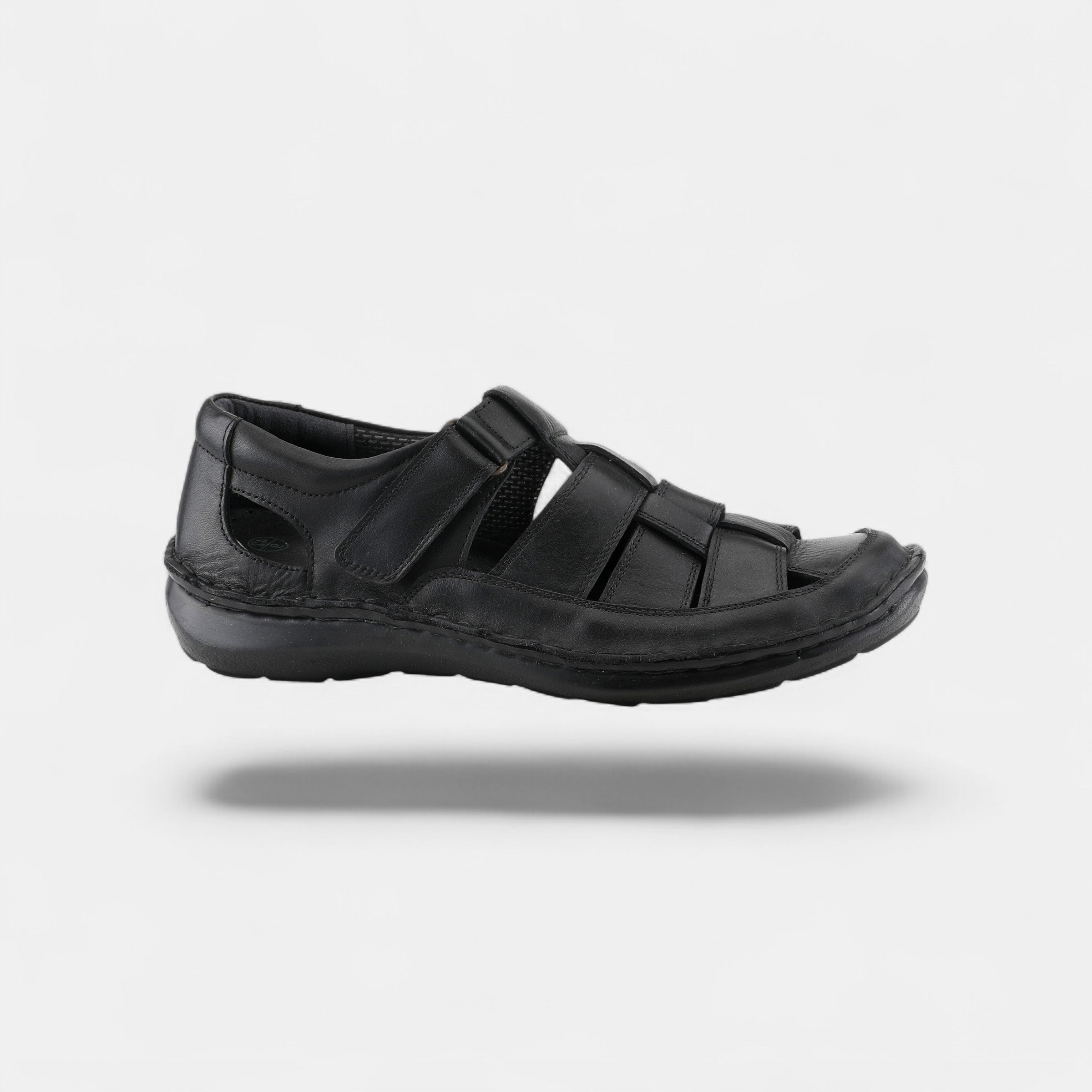 SPRING STEP MEN ASPENO BLACK LEATHER CLOSED-BACK SANDAL