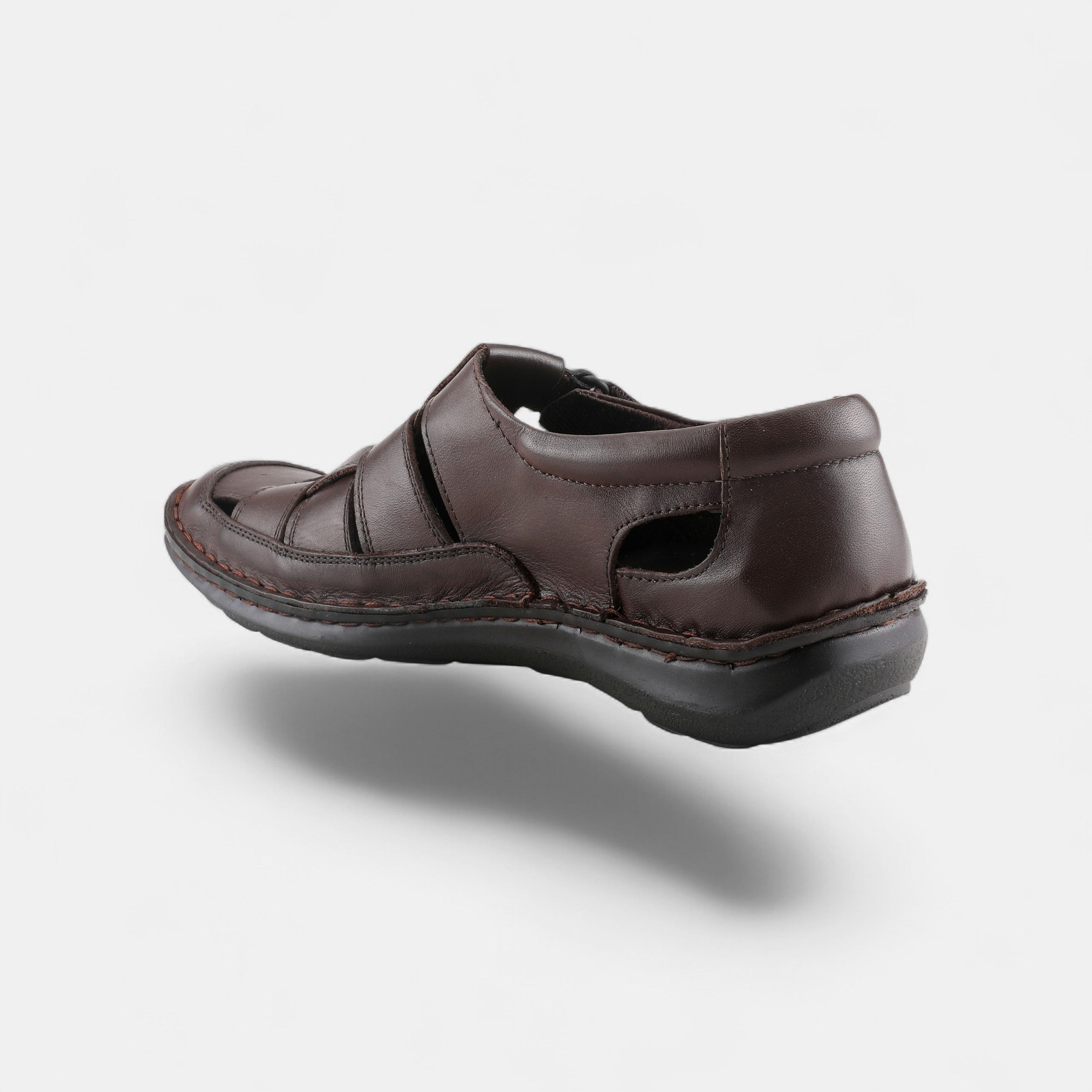 SPRING STEP MEN ASPENO DARK BROWN LEATHER CLOSED-BACK SANDAL