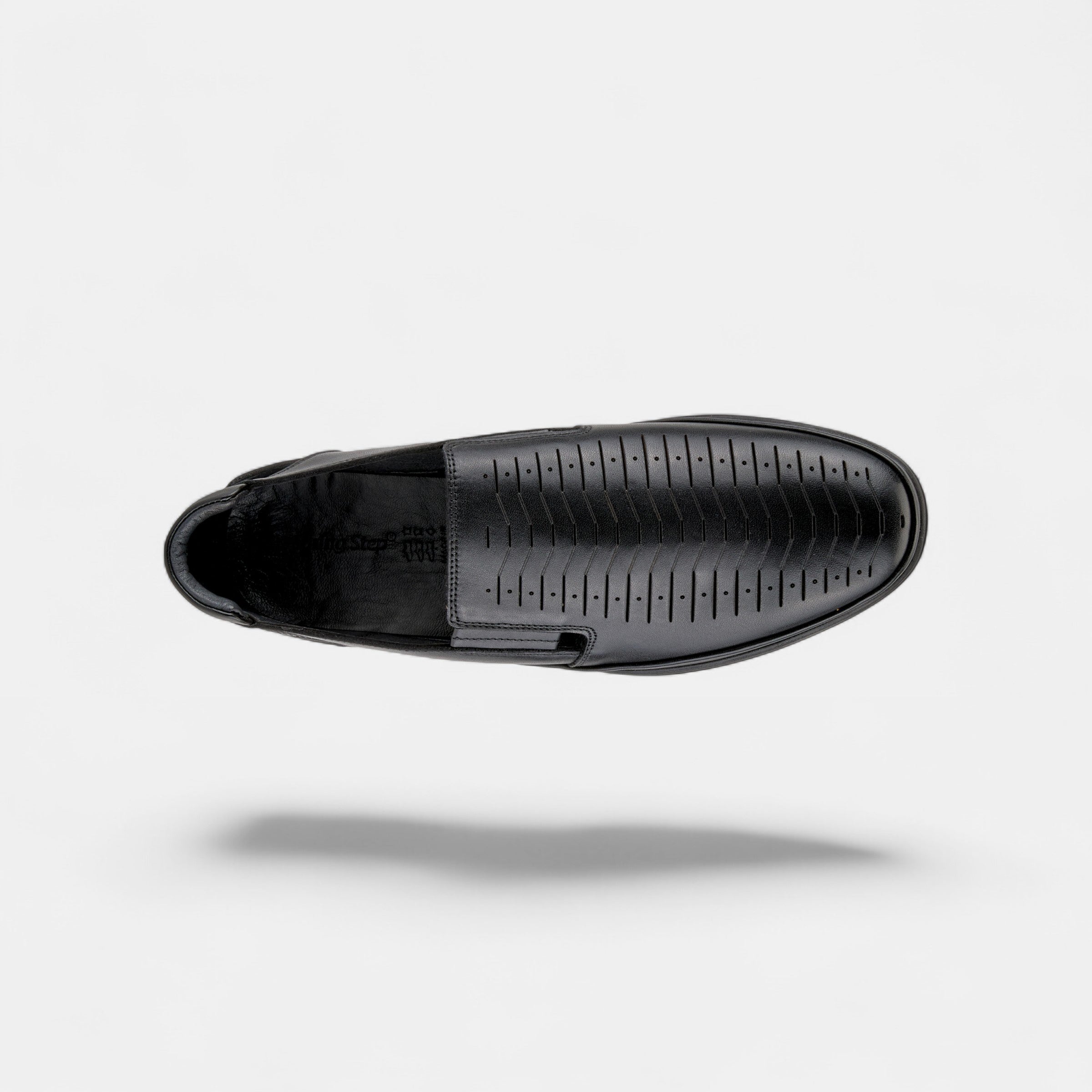 Spring Step Men Bane Breathable Black Leather Slip-On