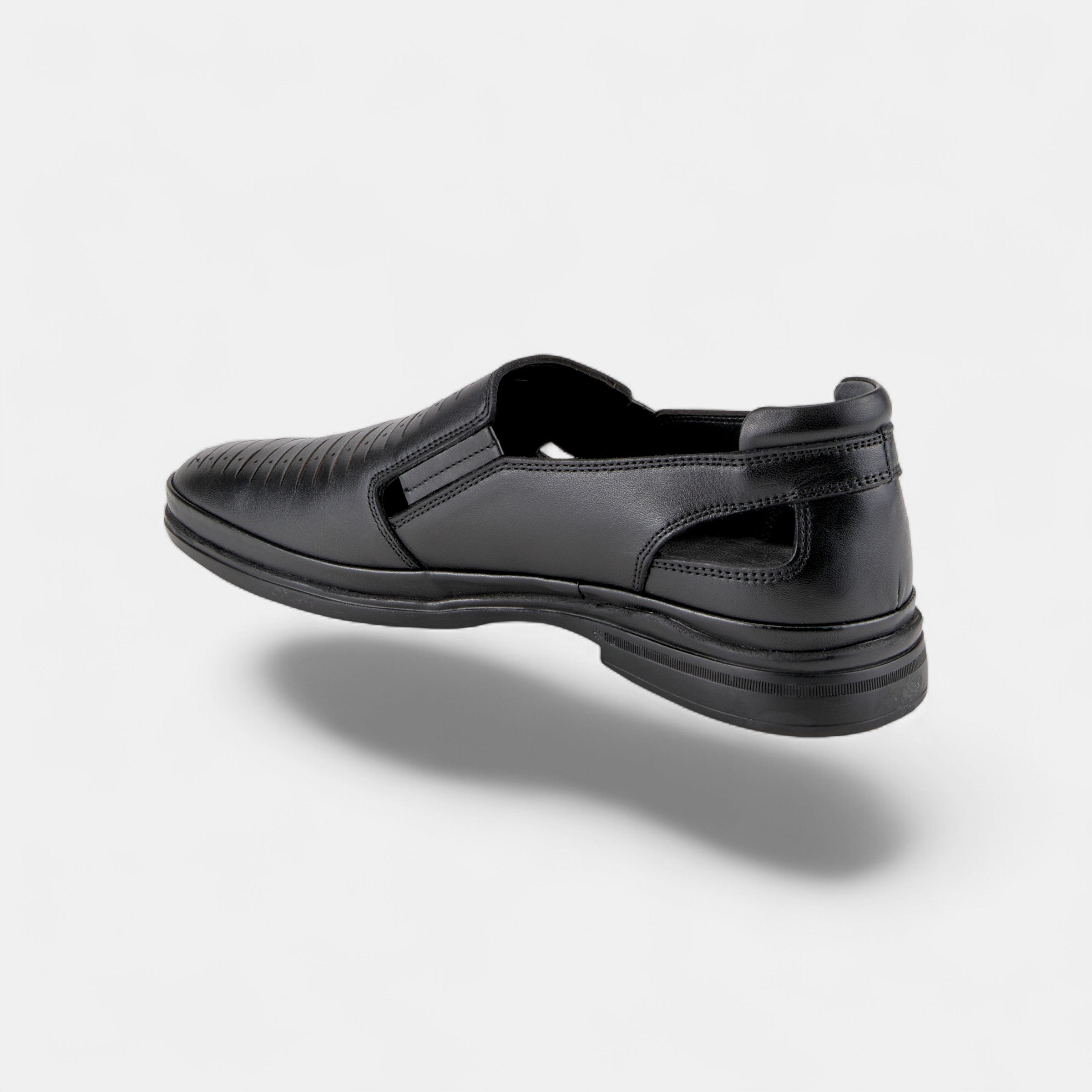 Spring Step Men Bane Breathable Black Leather Slip-On