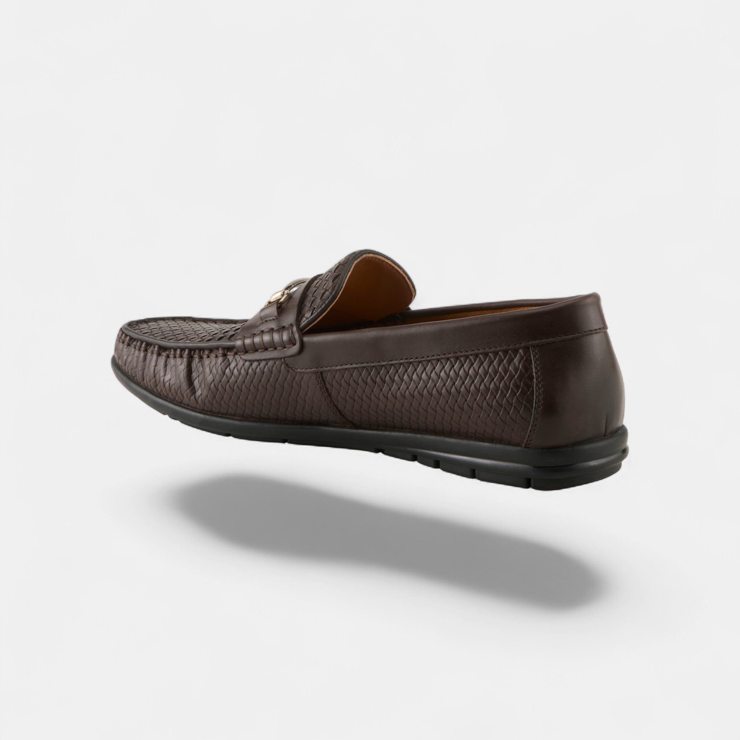 SPRING STEP MEN DECKARD WOVEN DARK BROWN LEATHER BIT LOAFER