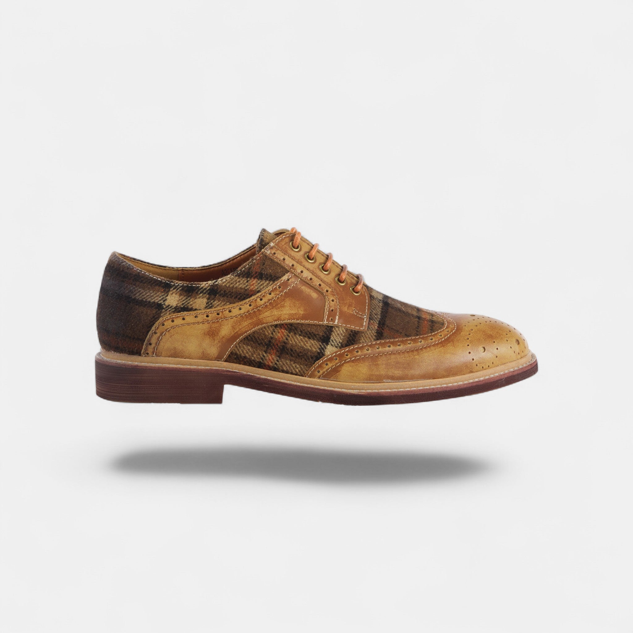 L'ARTISTE MEN THAVO-PLAID TAN MULTI OXFORD SHOE