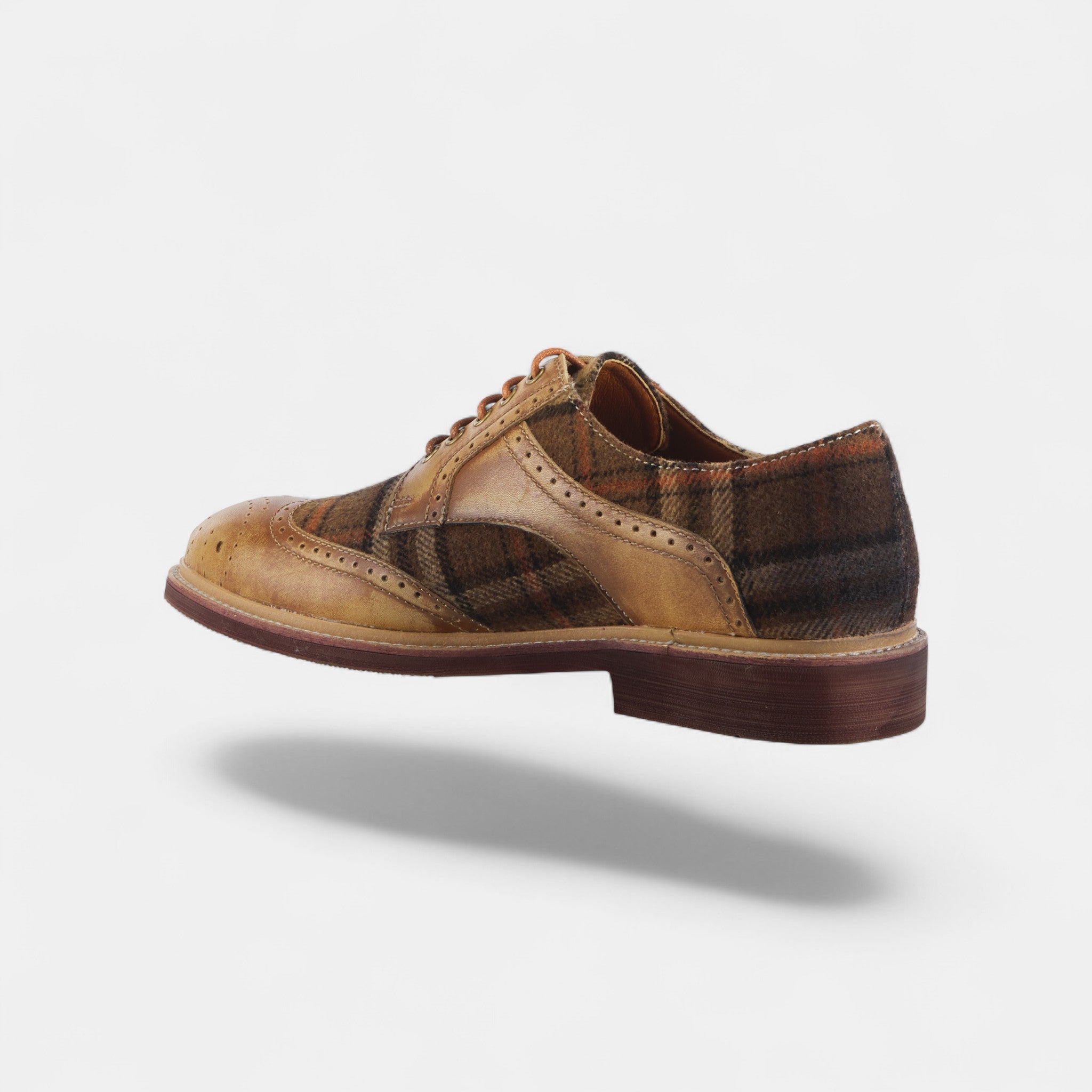 L'Artiste Men Thavo-Plaid Tan Multi Oxford Shoe
