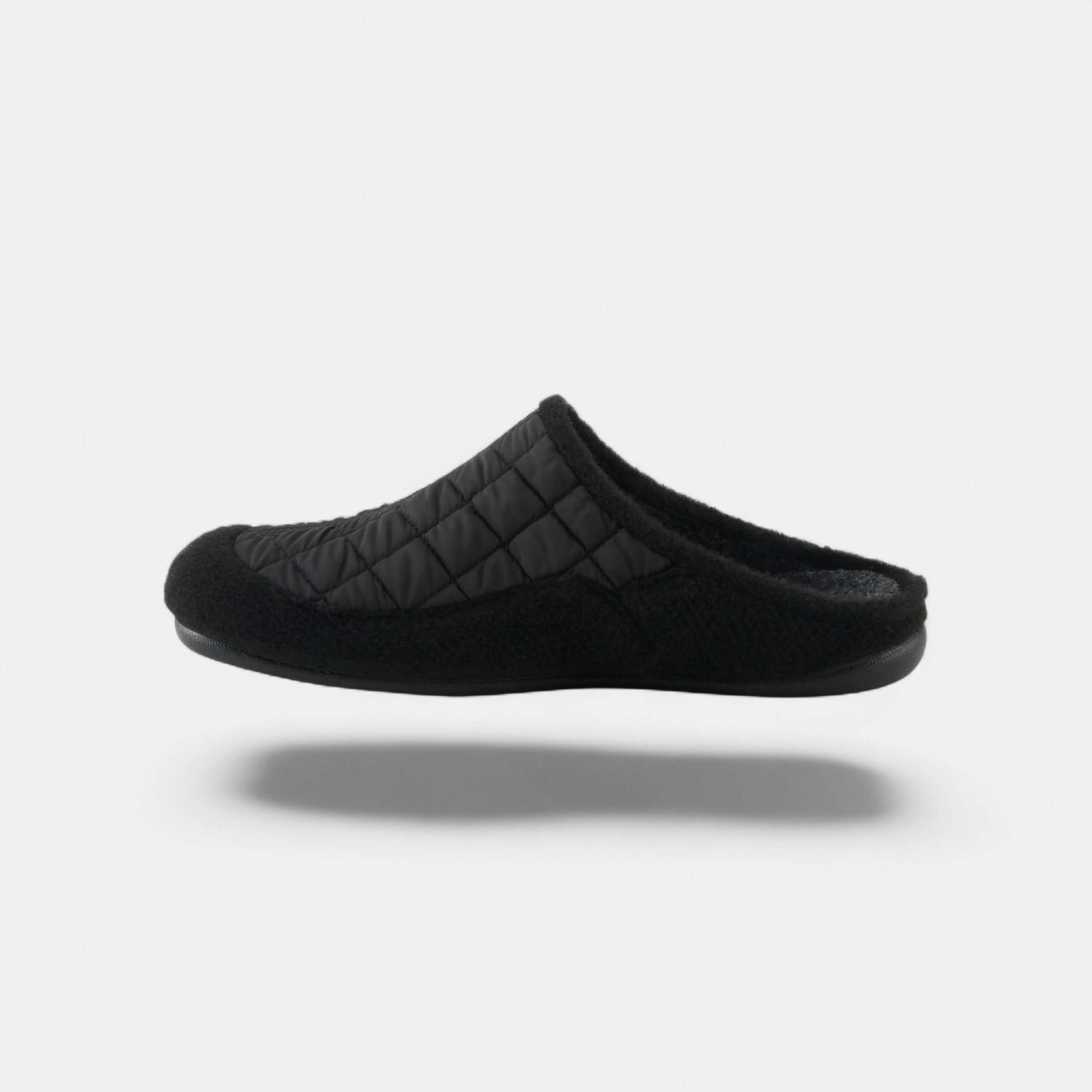 Spring Step Men Twiled Black Quilted Nylon Slip-On Slipper
