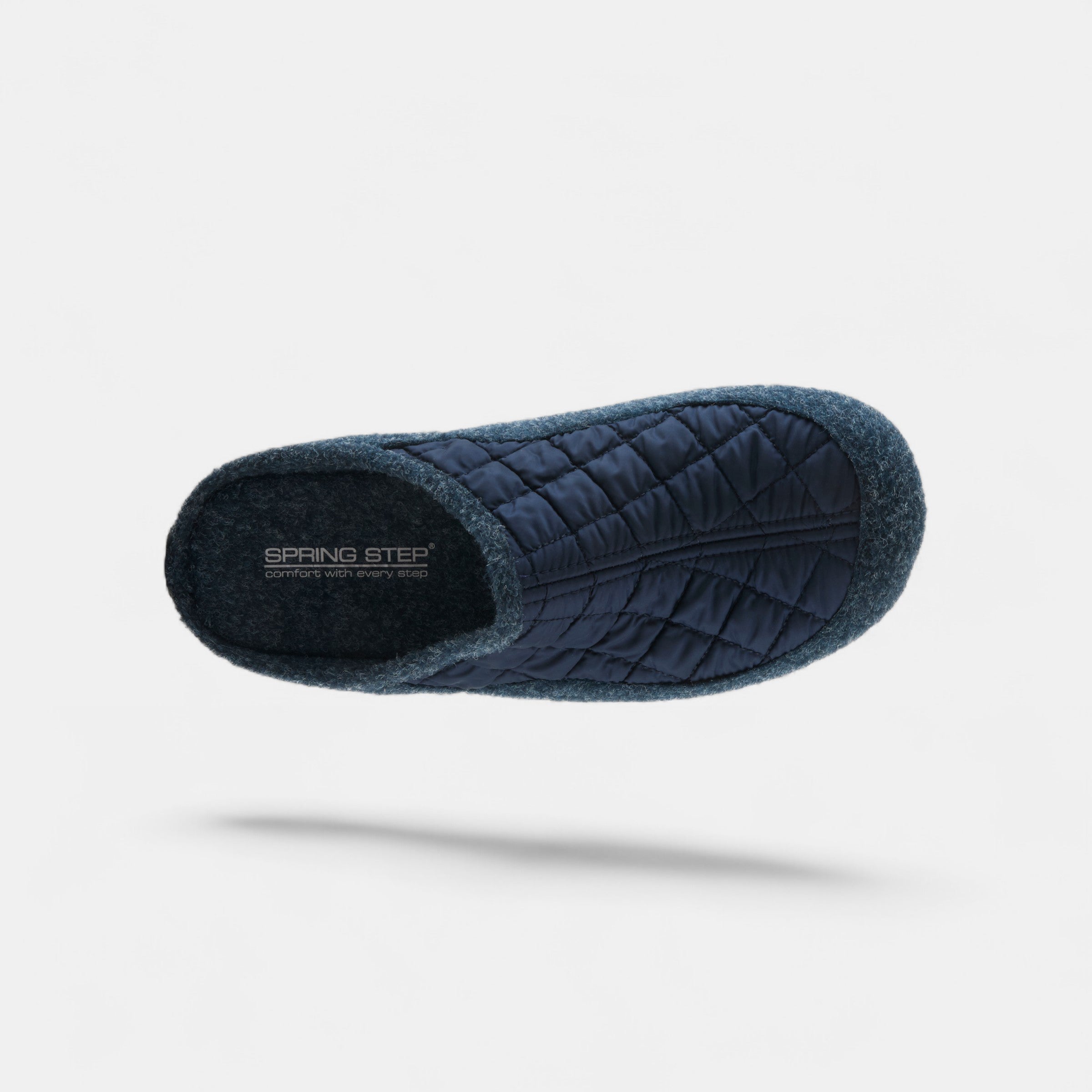 Spring Step Men Twiled Navy Quilted Nylon Slip-On Slipper