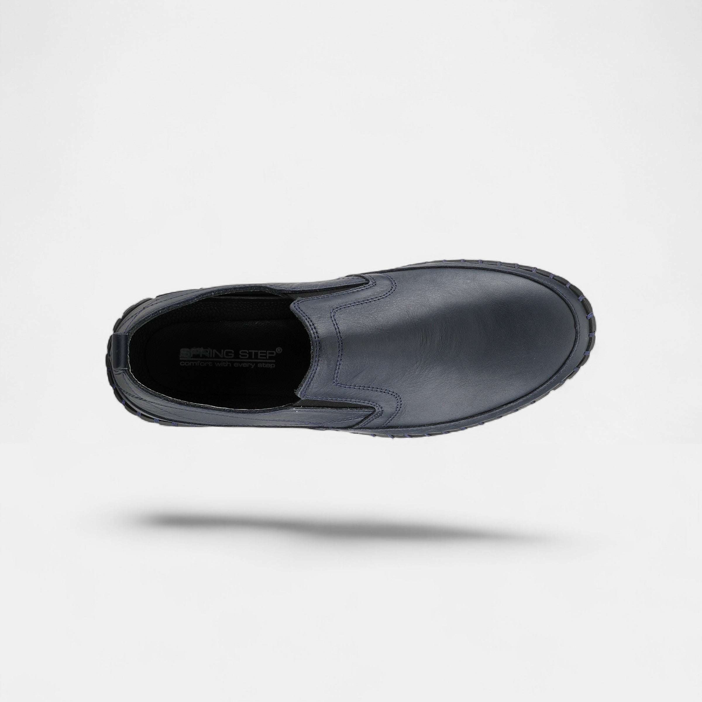 SPRING STEP MEN WHIP NAVY LEATHER SLIP-ON LOAFER