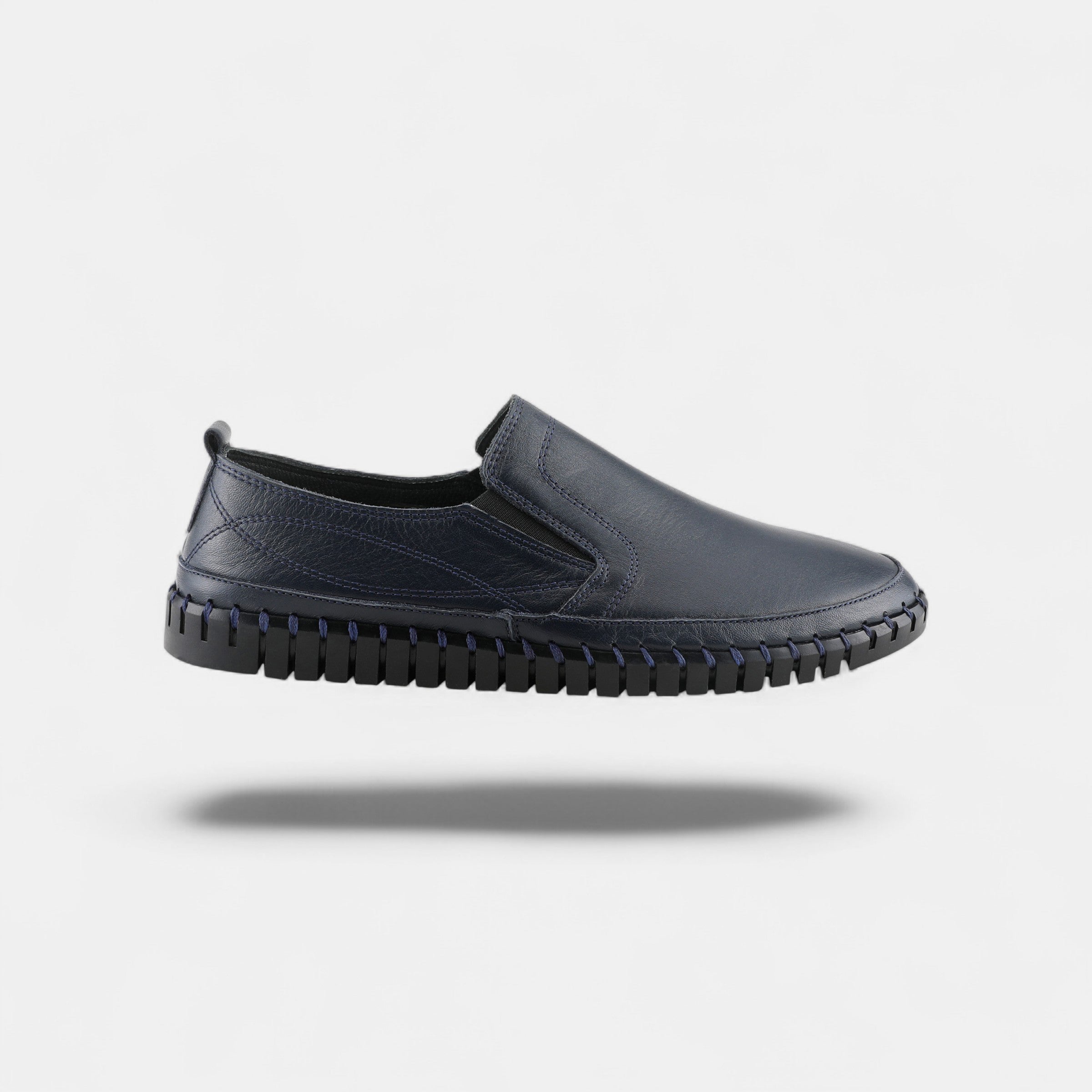 SPRING STEP MEN WHIP NAVY LEATHER SLIP-ON LOAFER