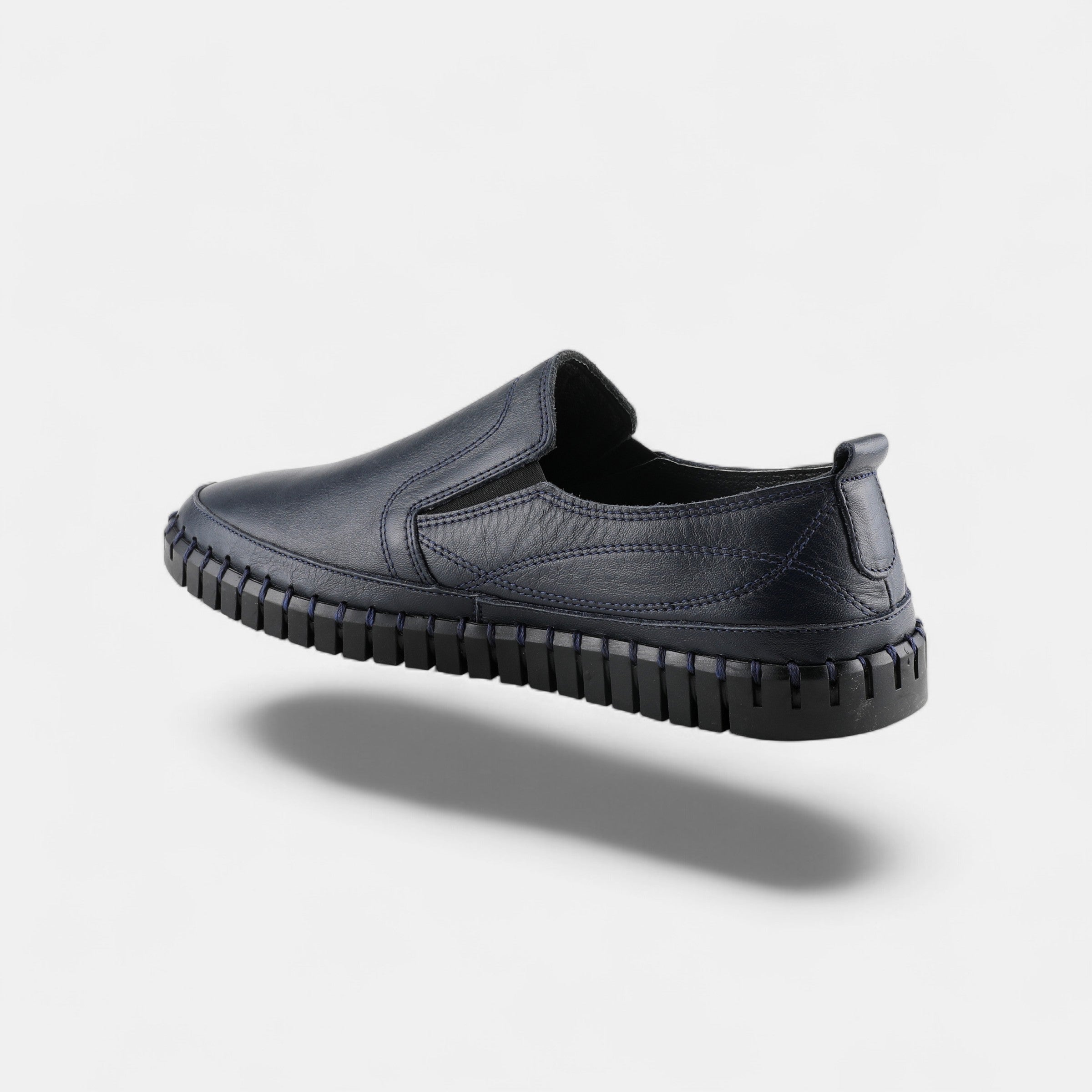 SPRING STEP MEN WHIP NAVY LEATHER SLIP-ON LOAFER